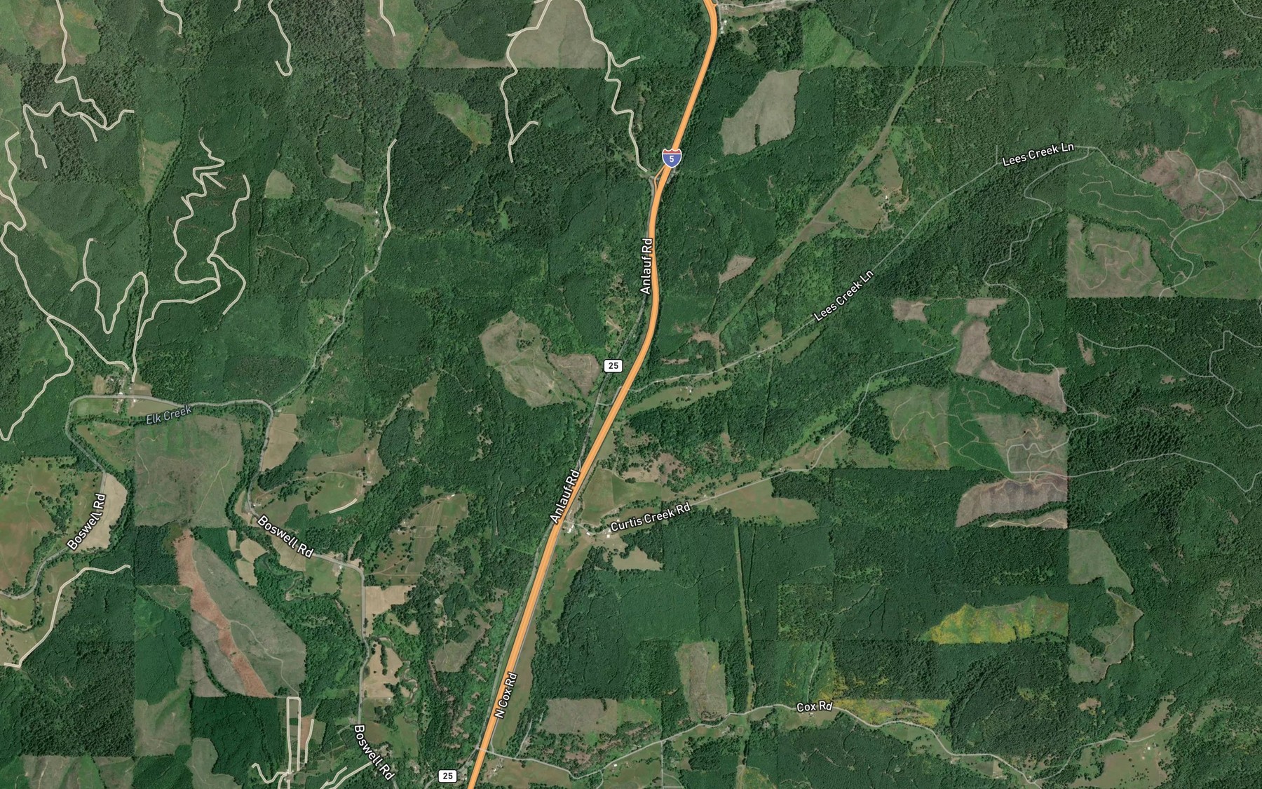 Satellite map of the Lees Creek