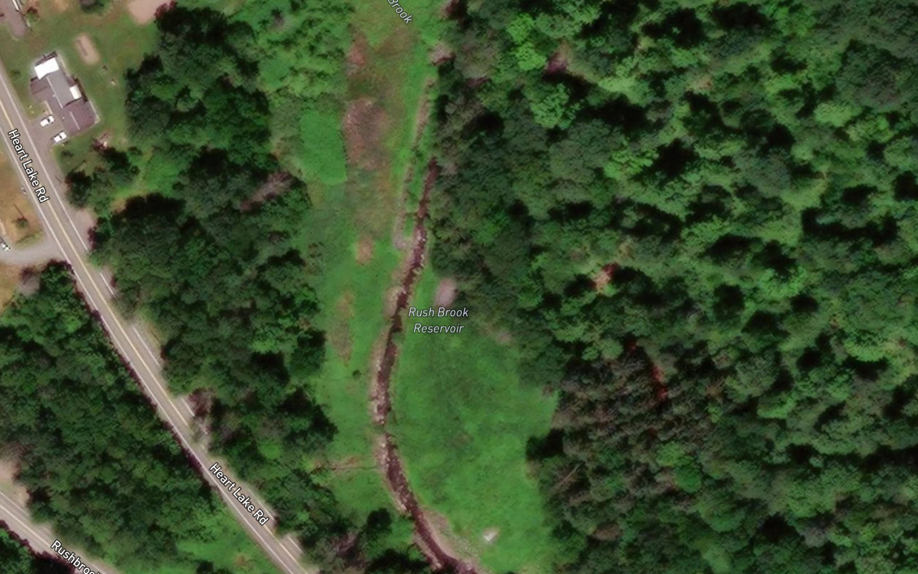 Satellite map of the Rush Brook Reservoir