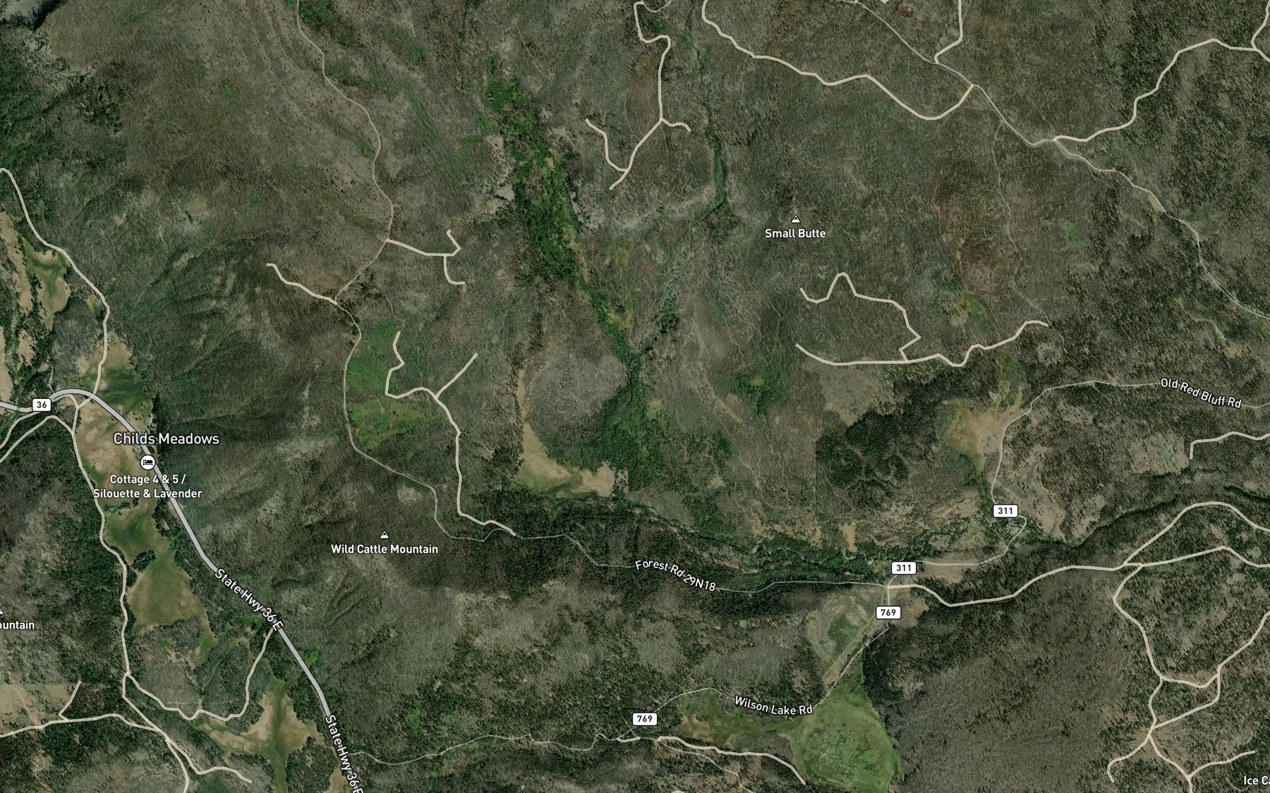 Satellite map of the South Arm Rice Creek