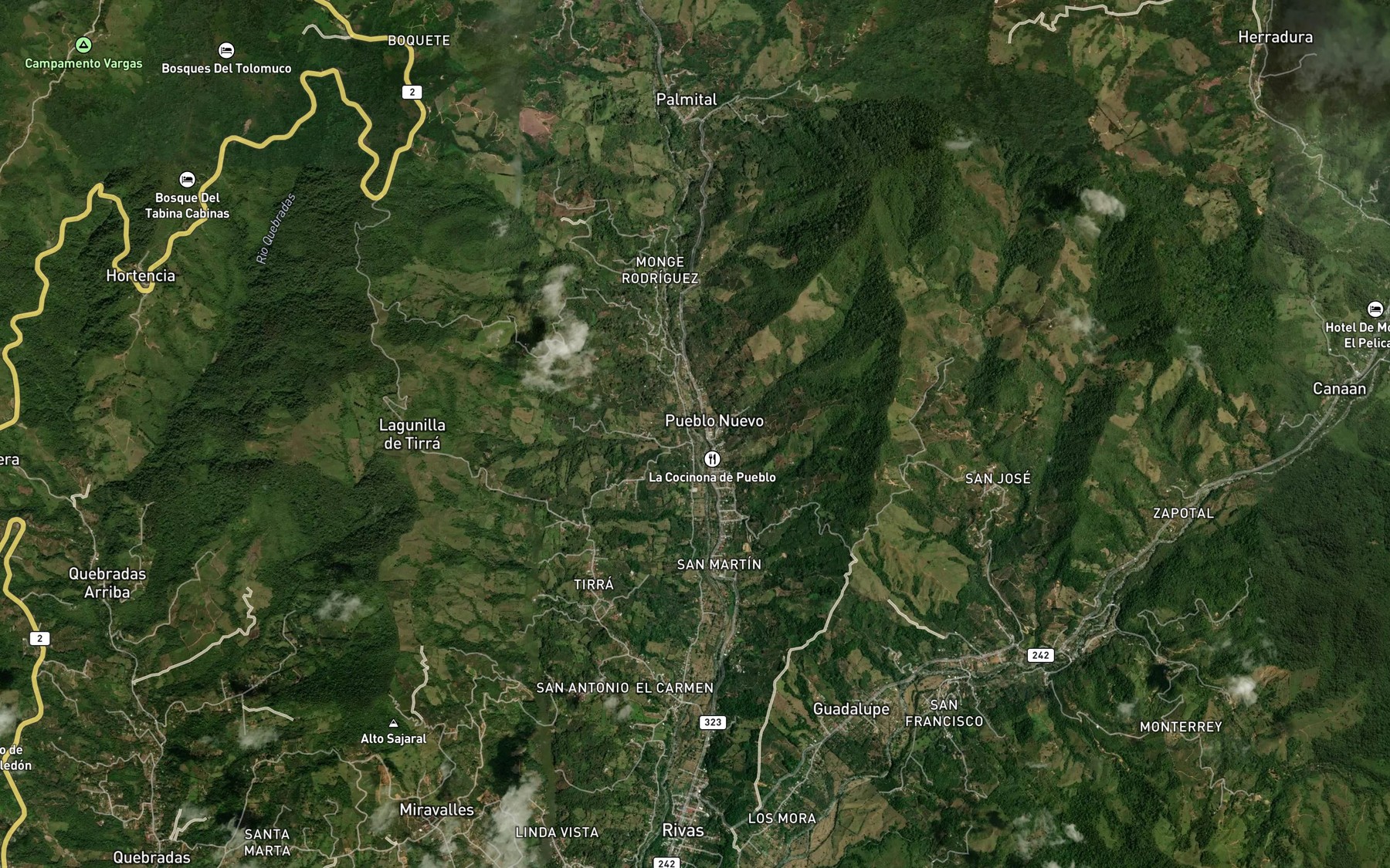 Satellite map of the Quebrada Evaristo