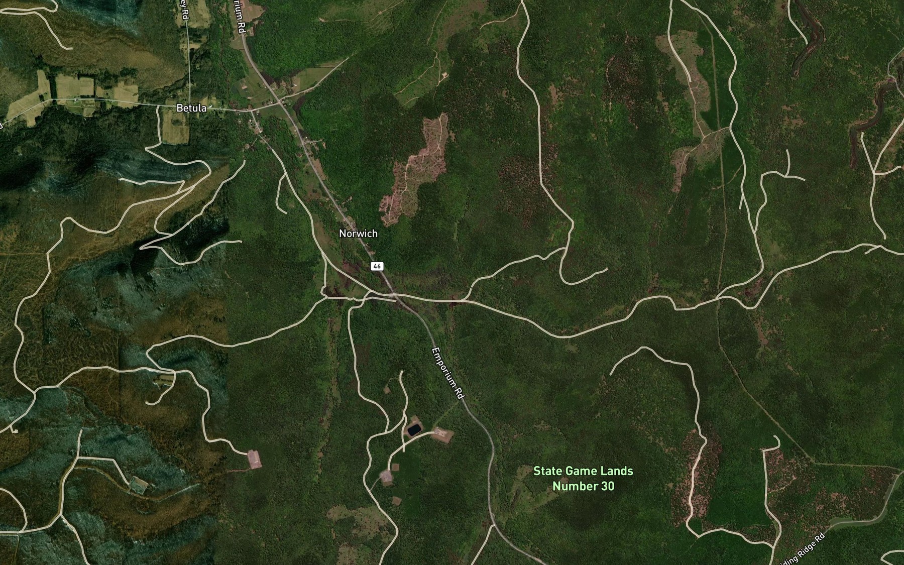 Satellite map of the Hand Brook
