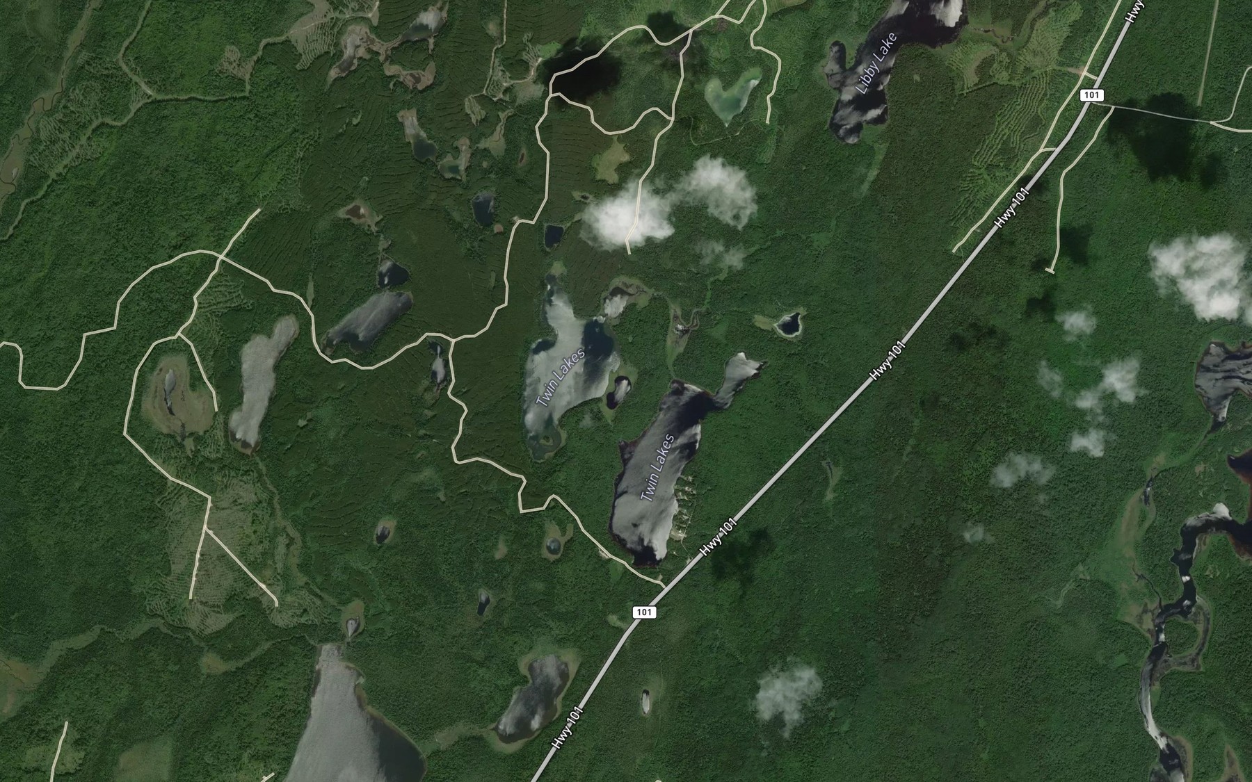 Satellite map of the Twin Lakes