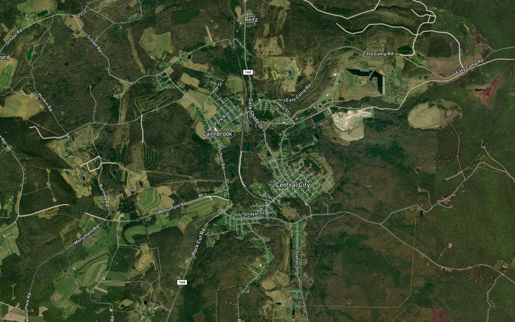 Satellite map of the Little Dark Shade Creek