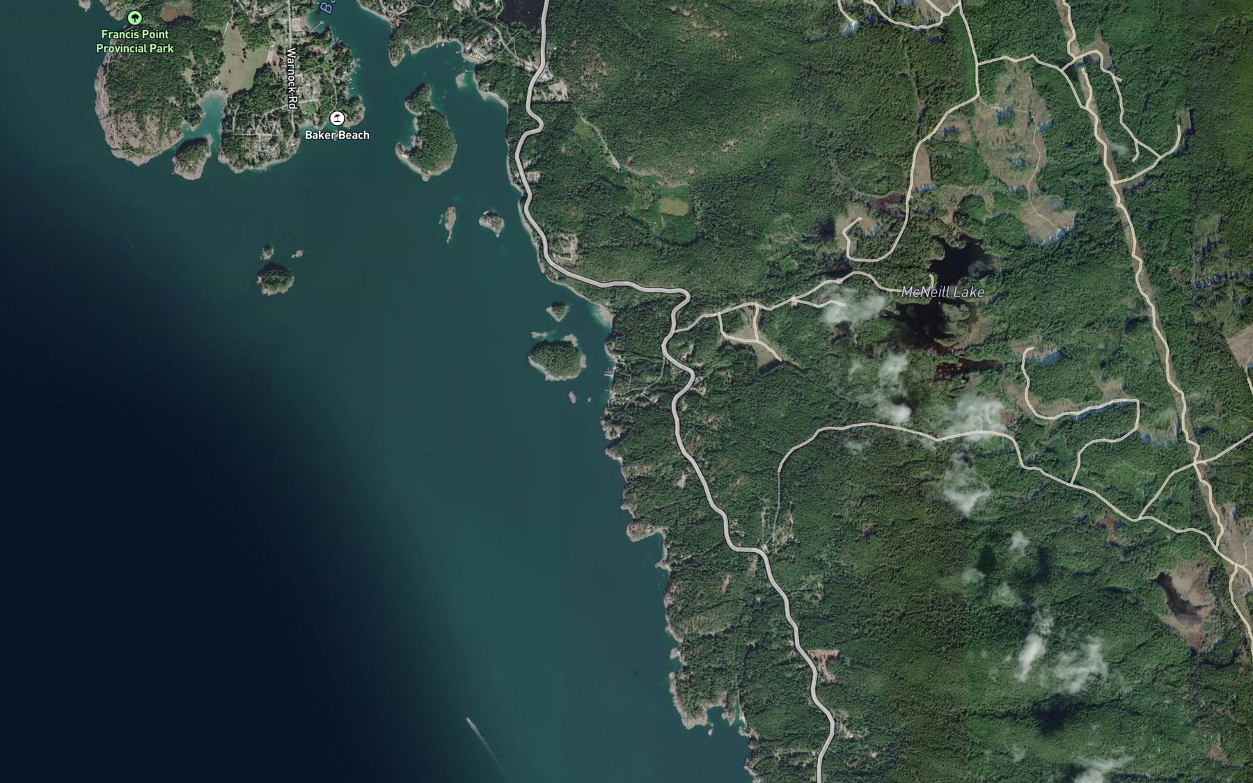 Satellite map of the Silversands Creek