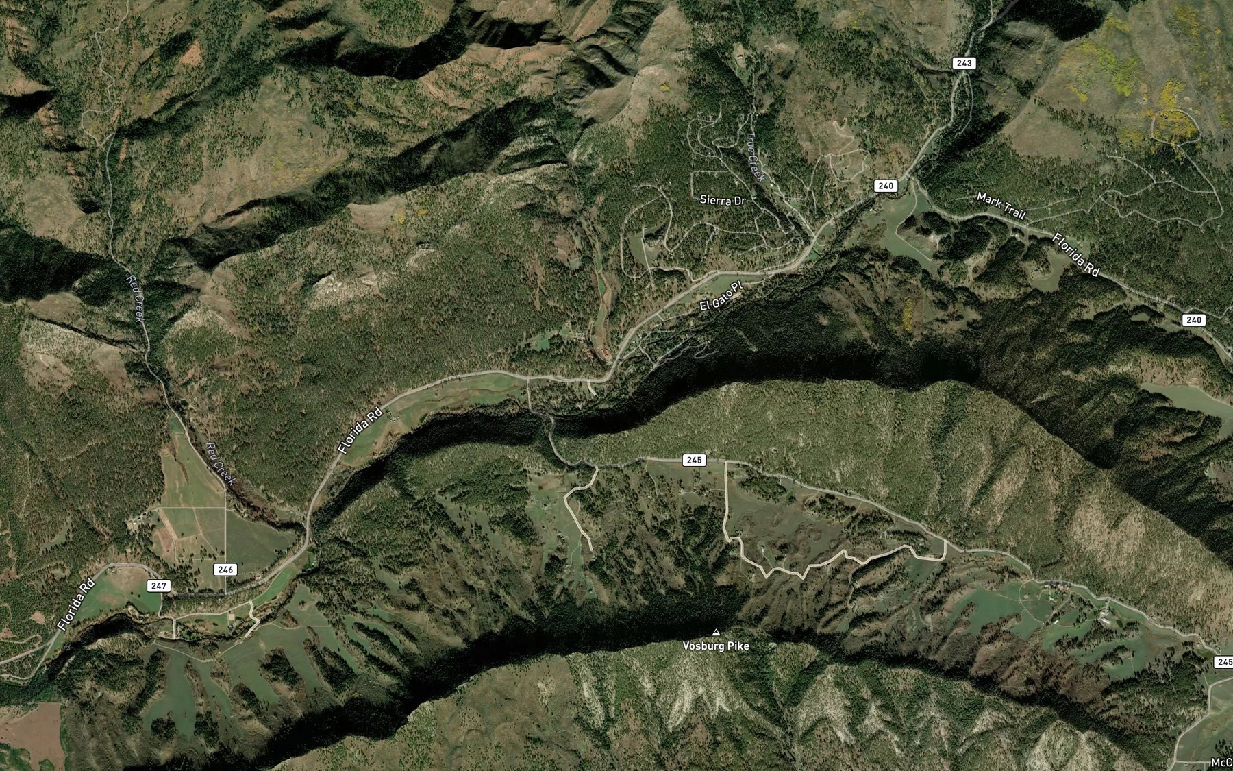 Satellite map of the Shearer Creek