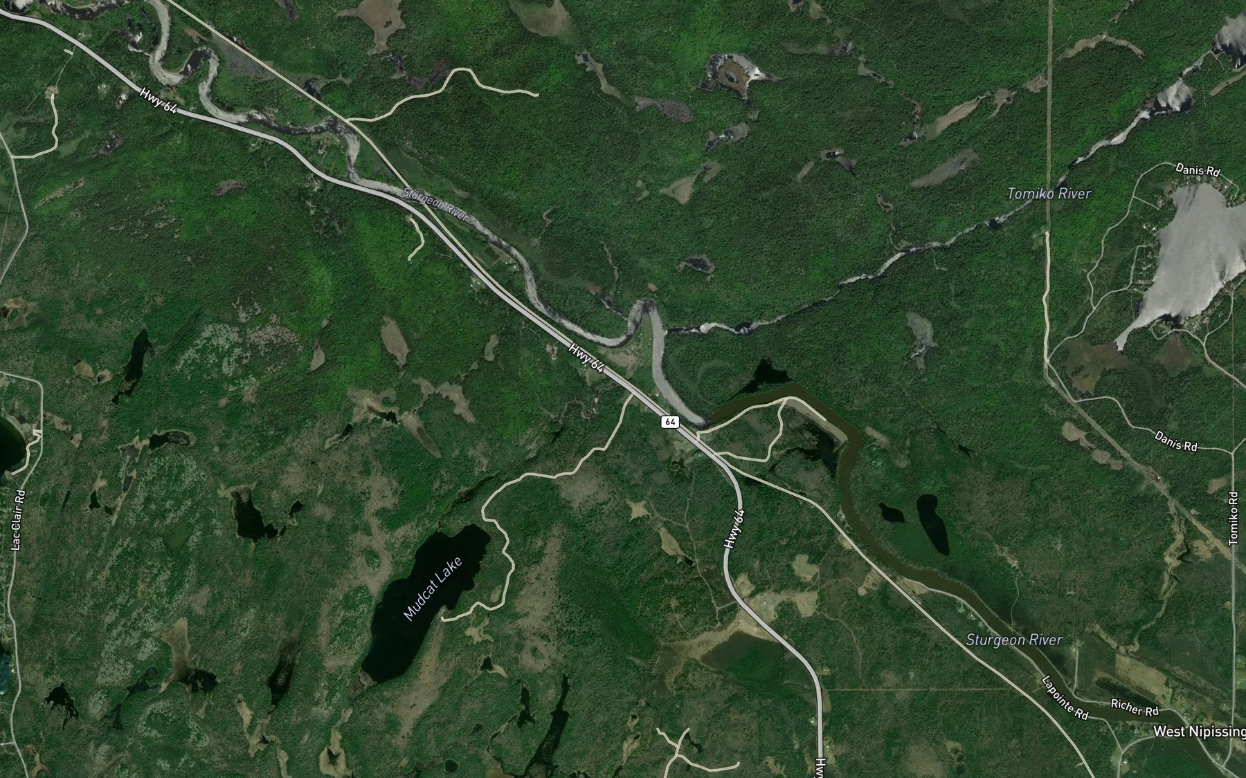 Satellite map of the Tomiko River