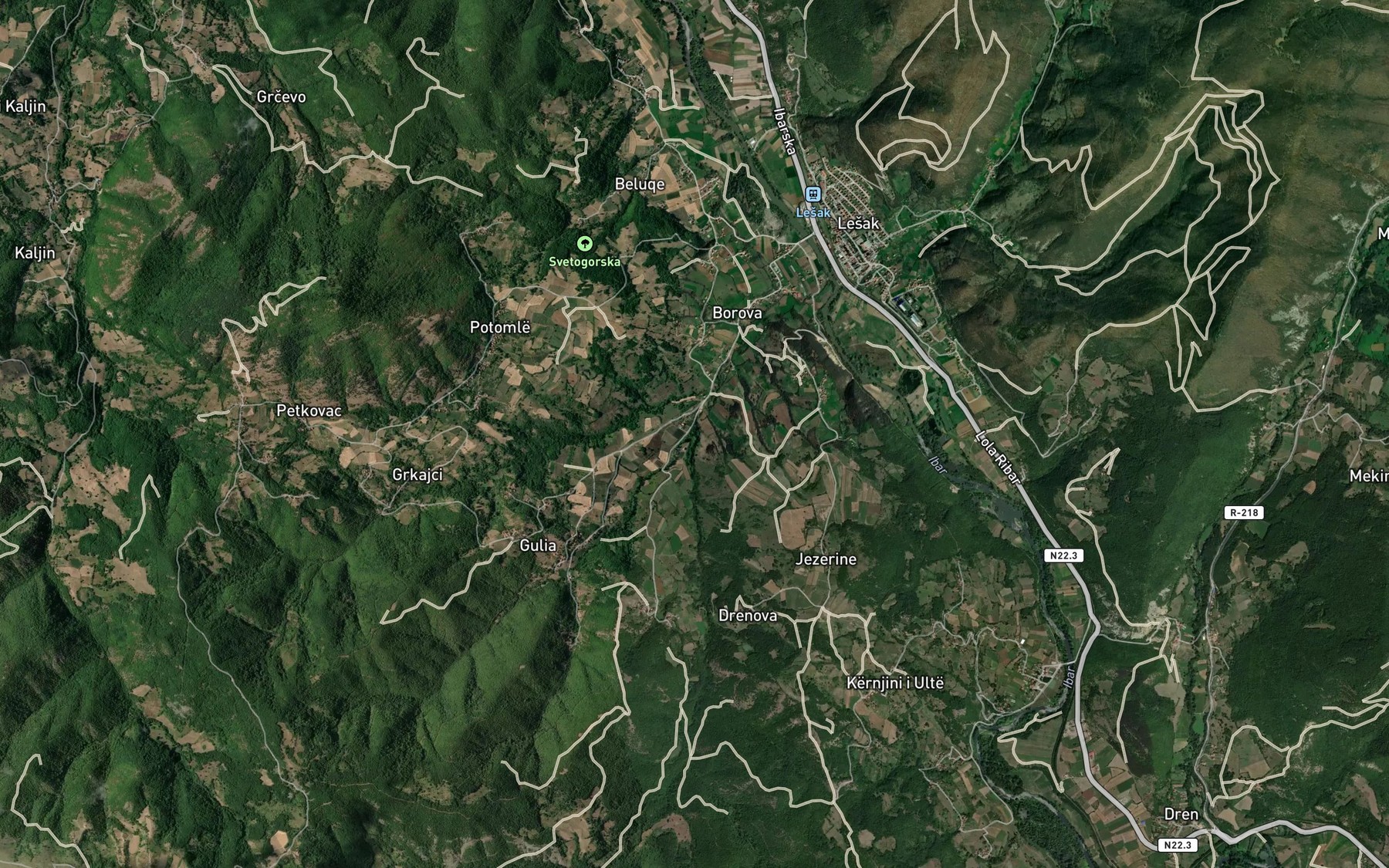 Satellite map of the Drenovska Reka