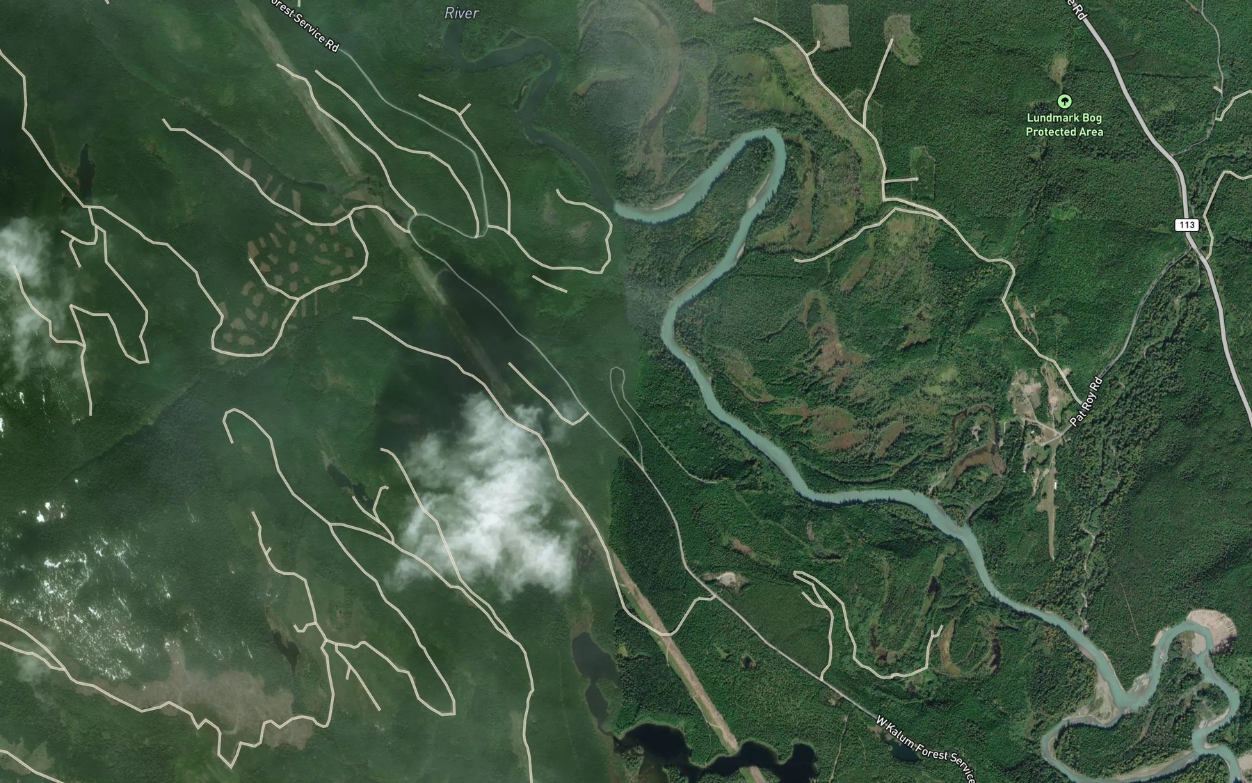 Satellite map of the Luncheon Creek