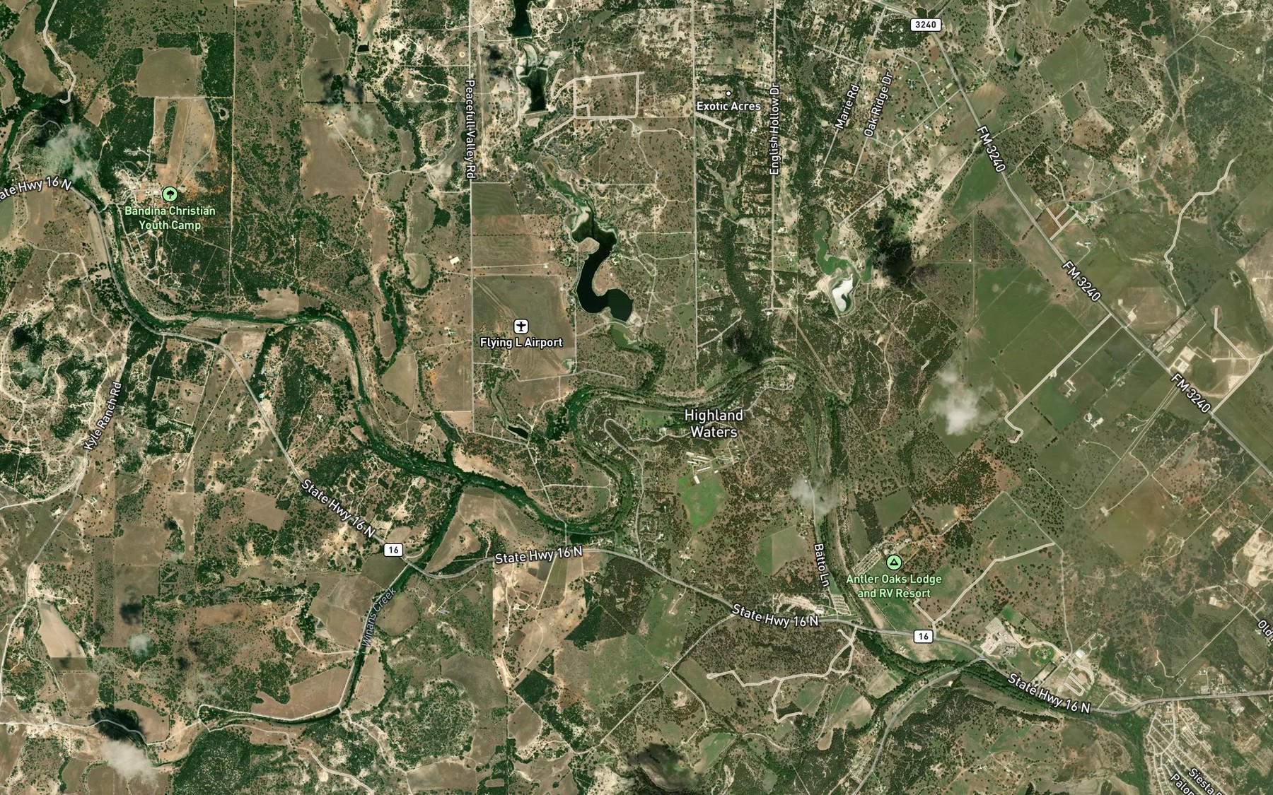 Satellite map of the Spires Creek