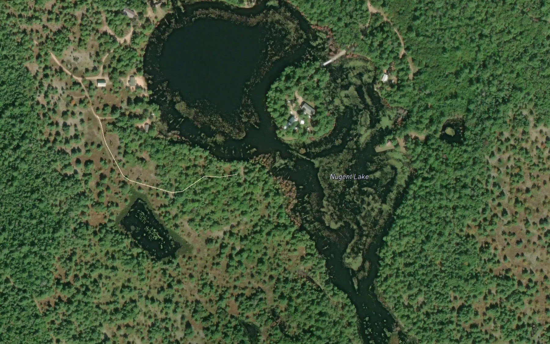 Satellite map of the Nugent Lake