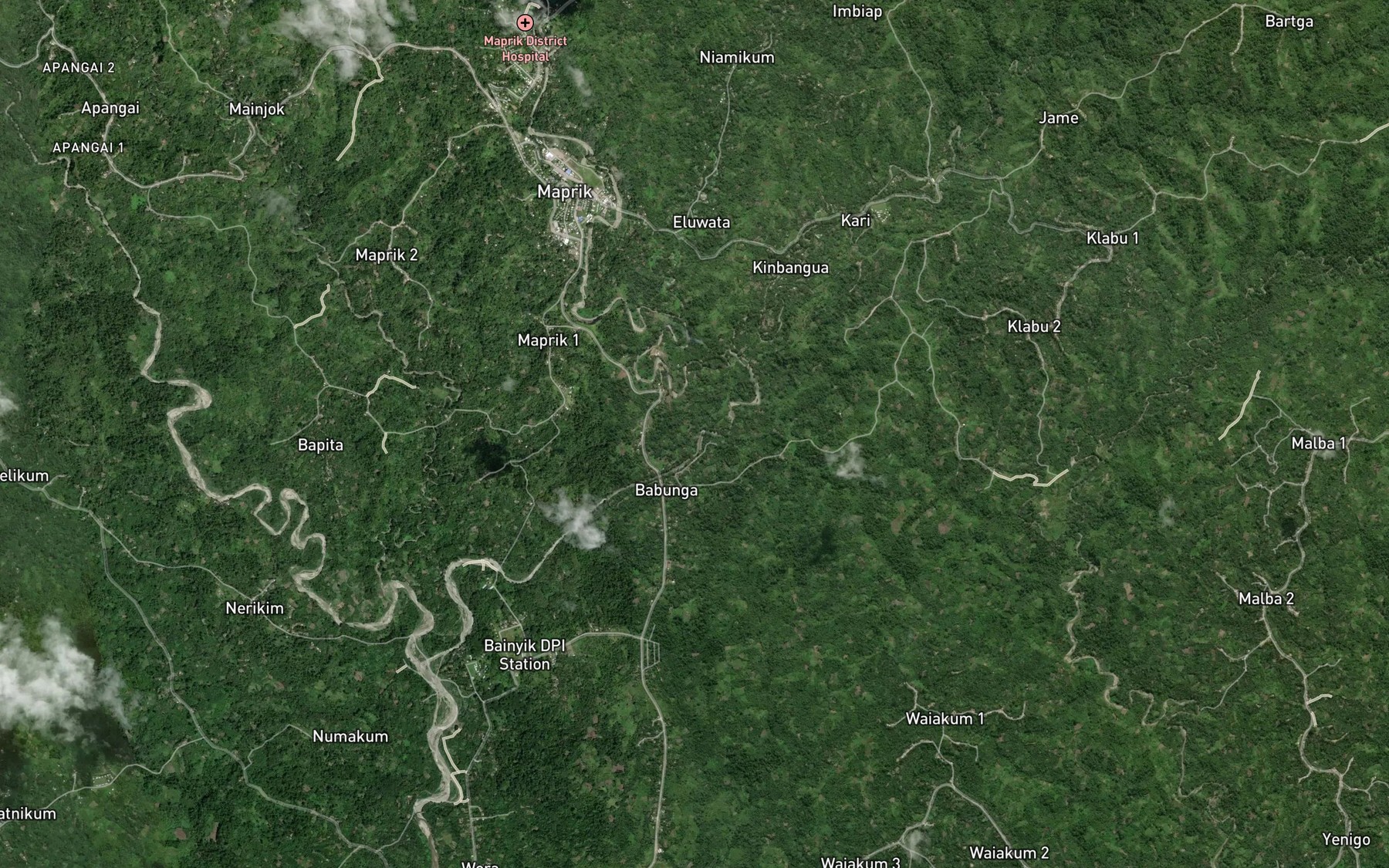 Satellite map of the Midpum Creek