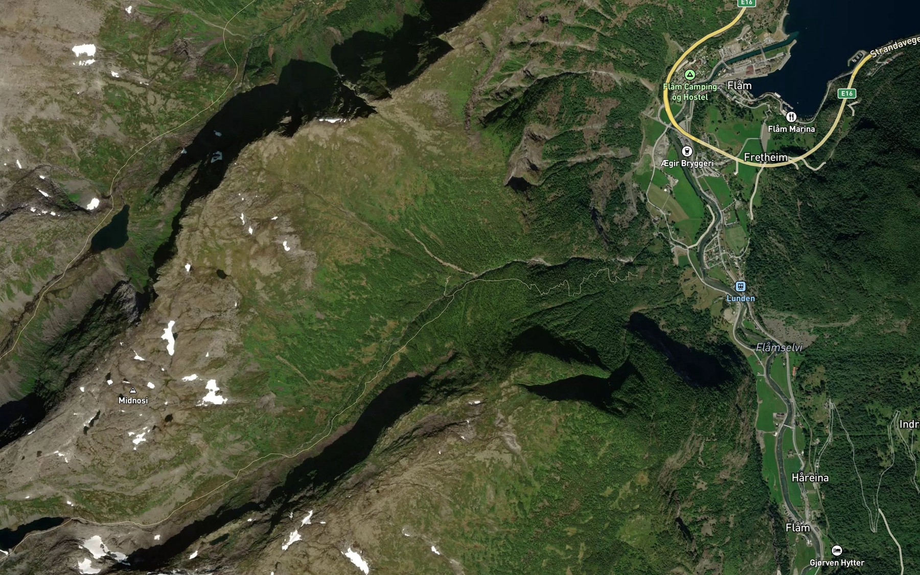 Satellite map of the Ljosdola