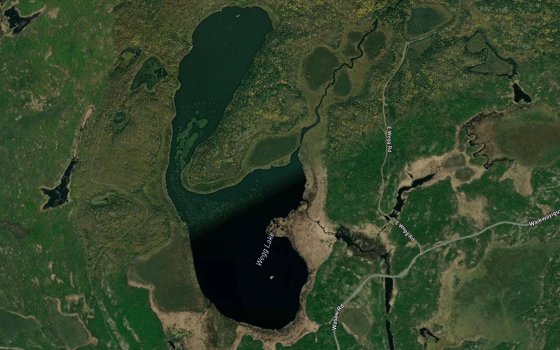 Satellite map of the Wegg Lake