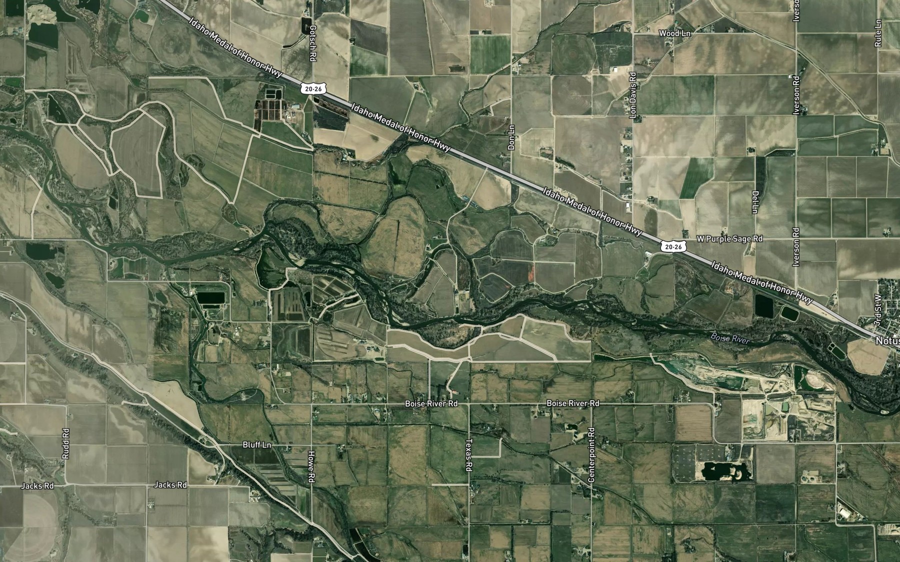 Satellite map of the Boone Ditch
