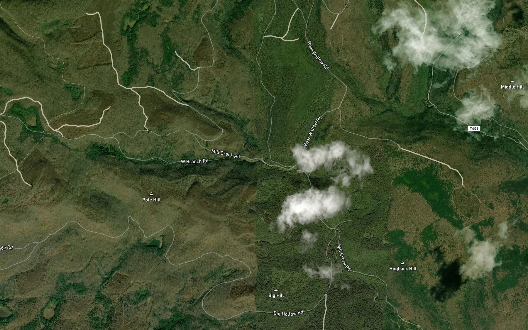 Satellite map of the West Branch Mill Creek