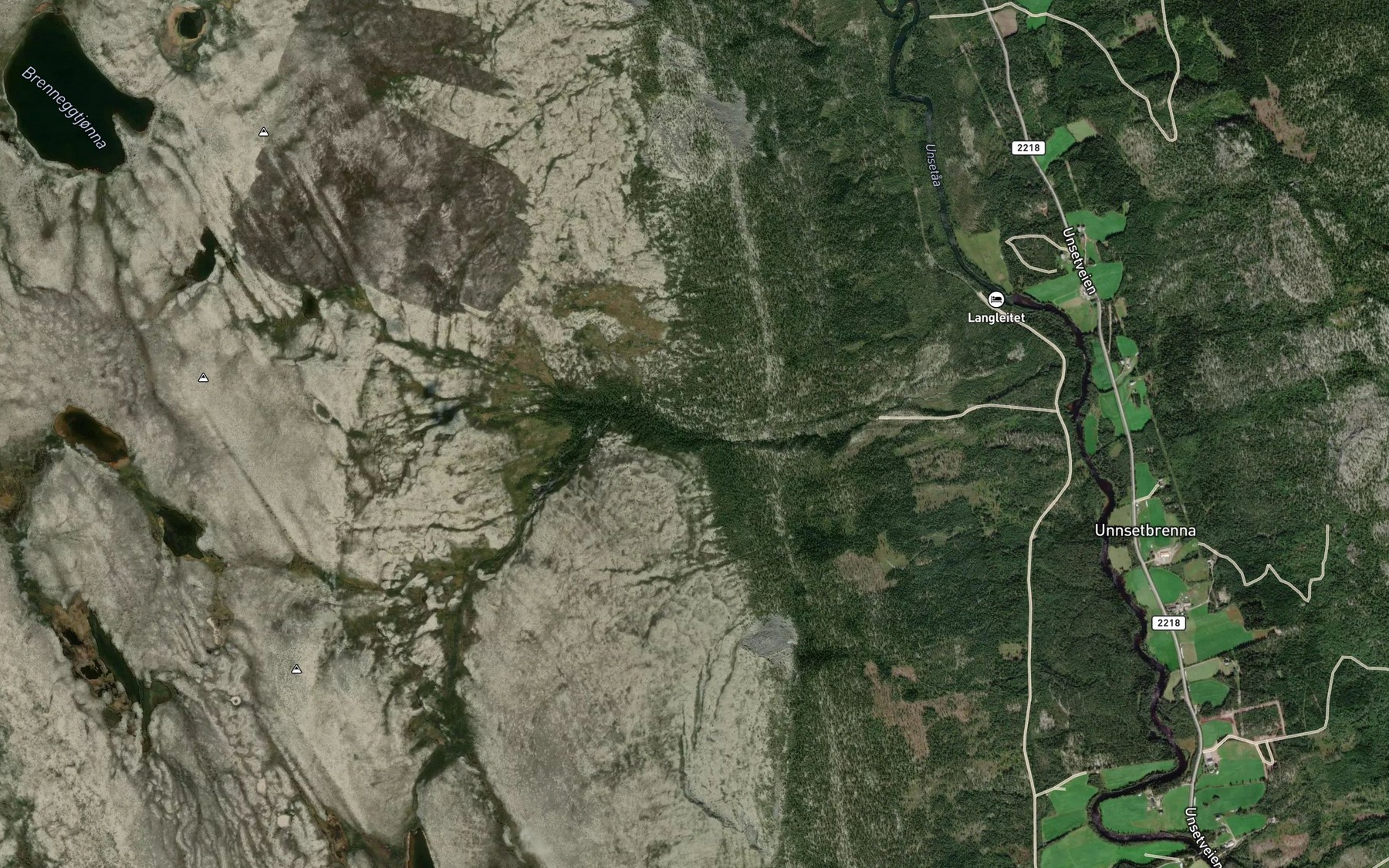 Satellite map of the Harsandbekken