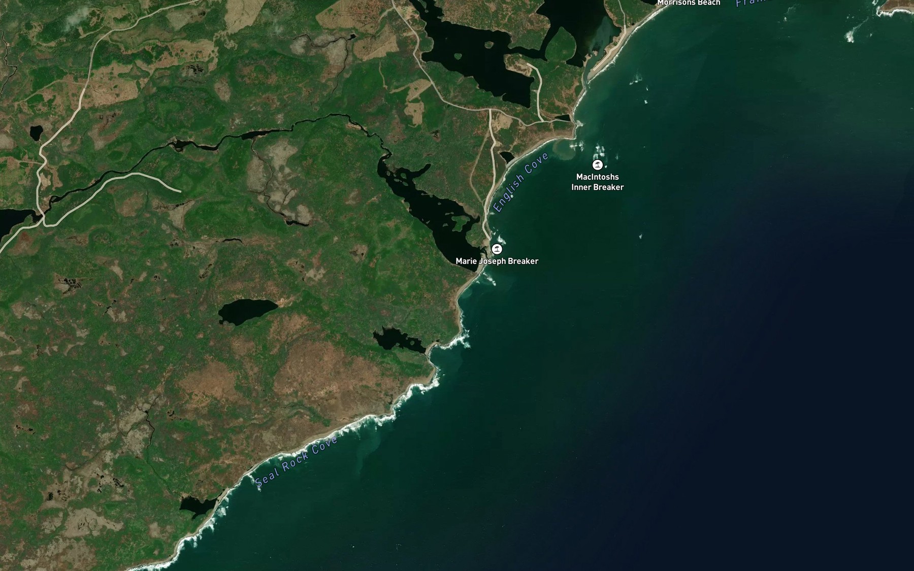 Satellite map of the Marie Joseph Brook