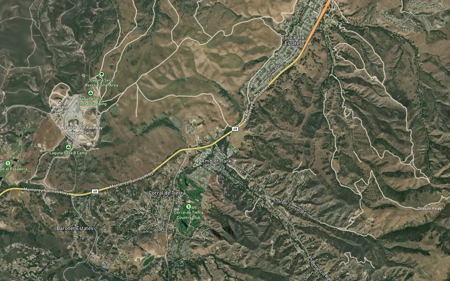 Satellite map of the Harper Creek