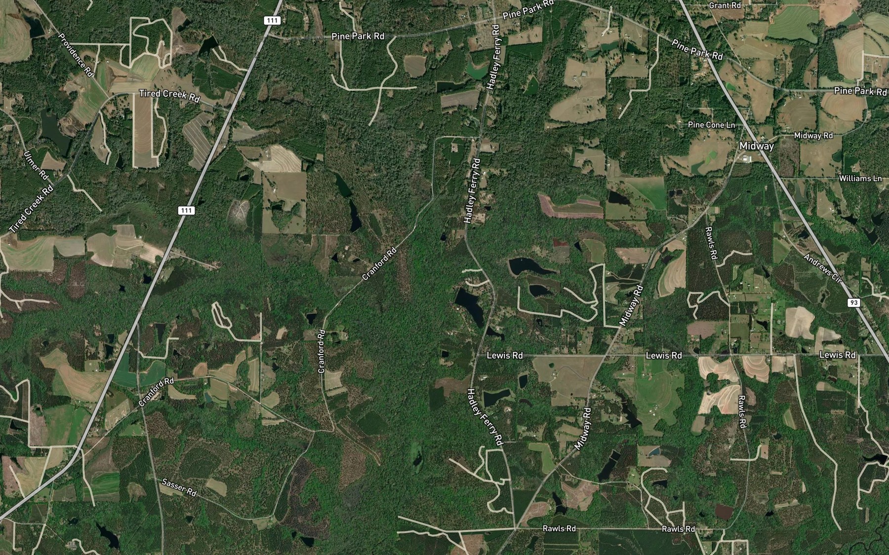 Satellite map of the Little Tired Creek