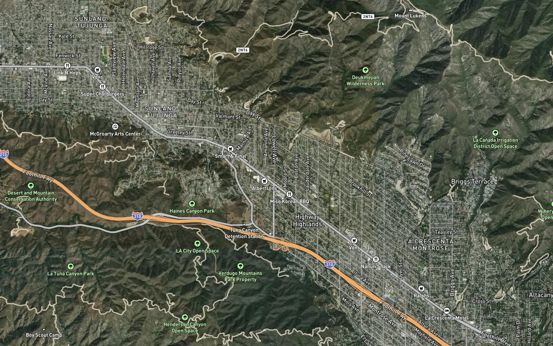 Satellite map of the Cooks Canyon Channel