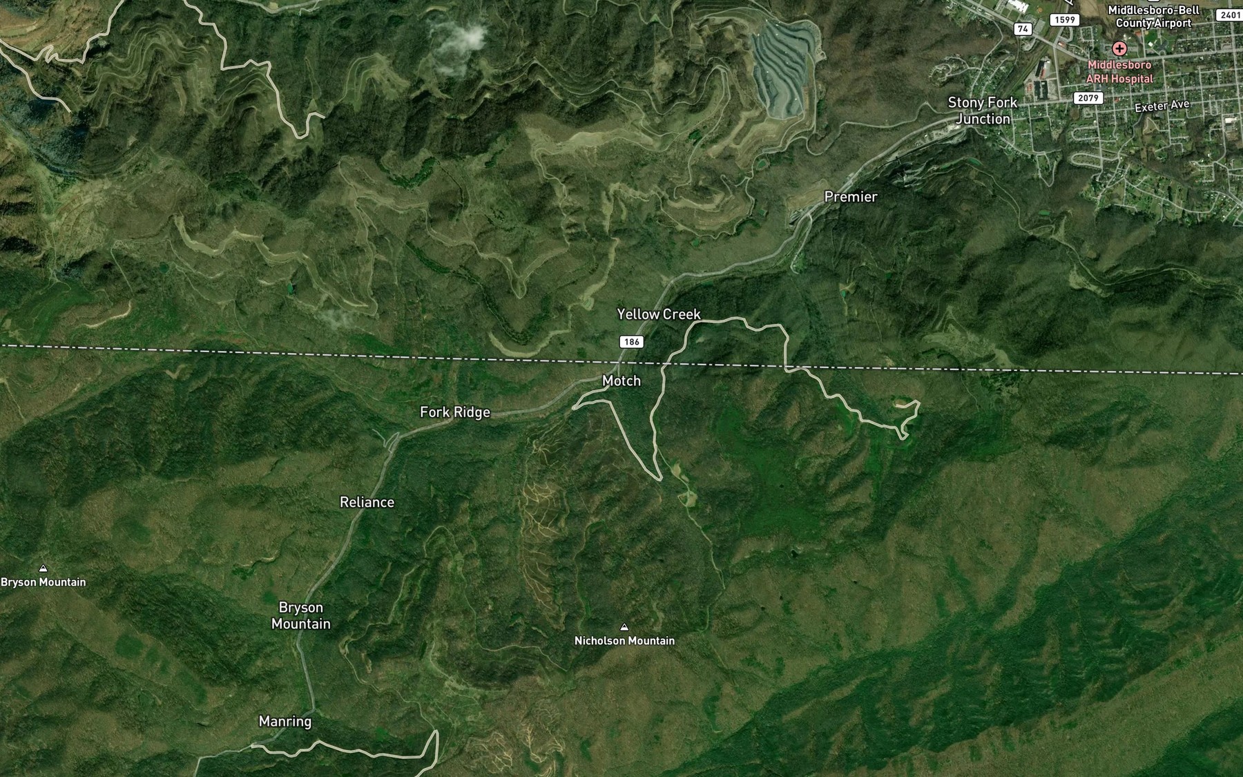 Satellite map of the Watson Branch