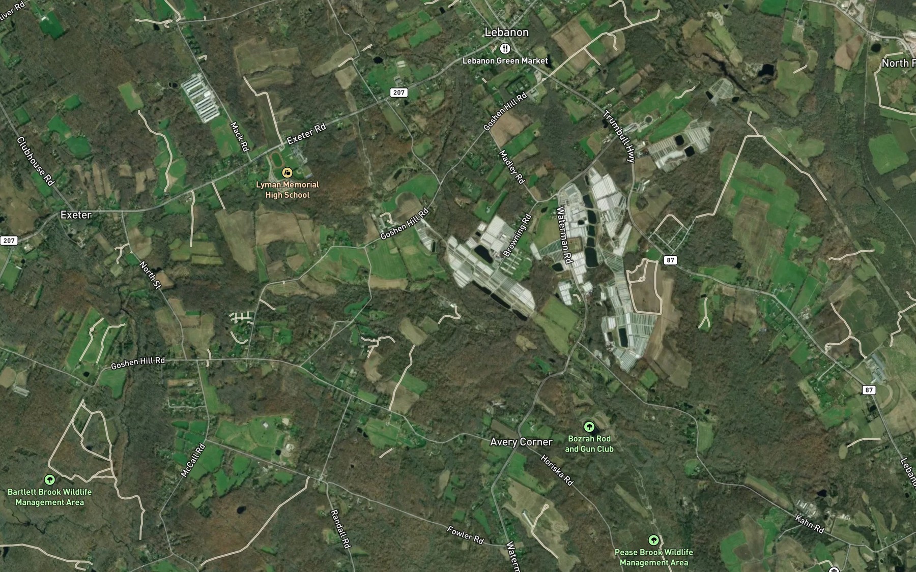 Satellite map of the Hinckley Brook