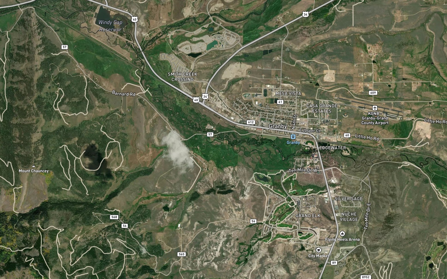 Satellite map of the Tenmile Creek