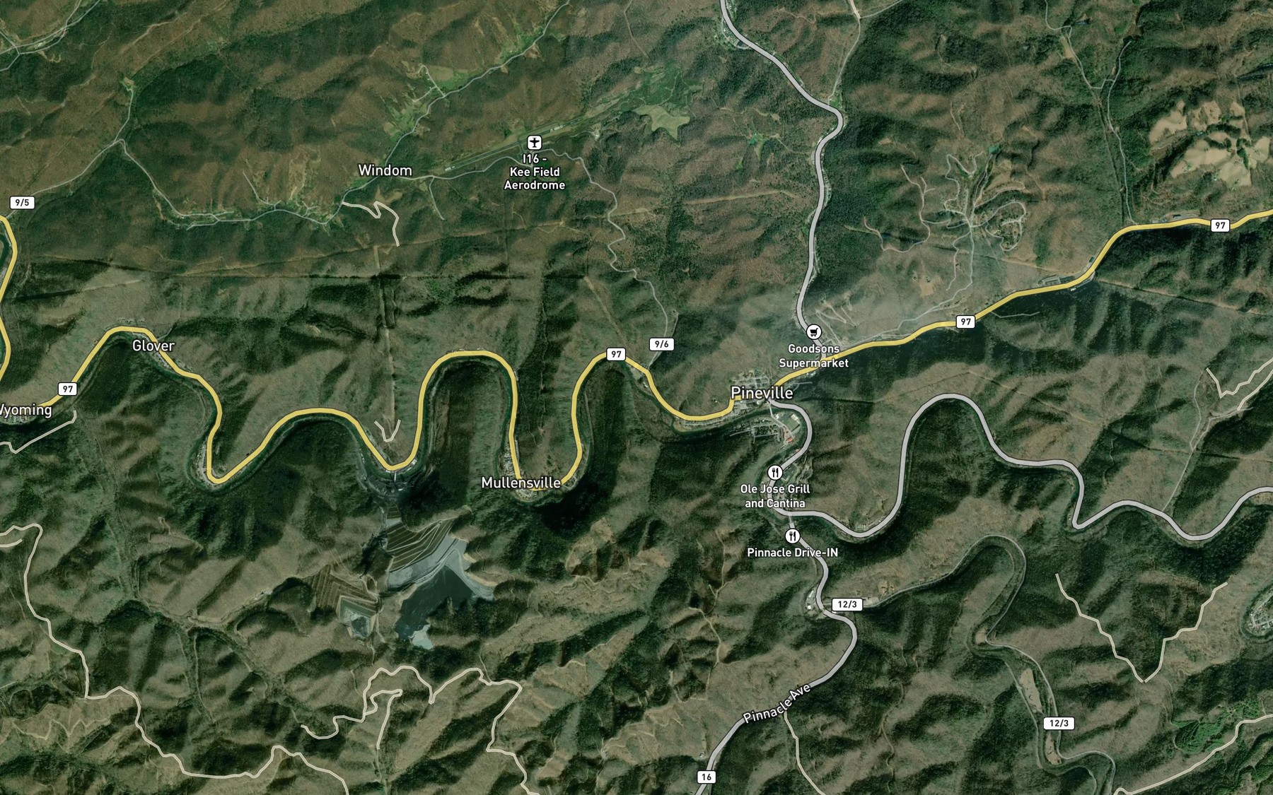 Satellite map of the Rich Branch