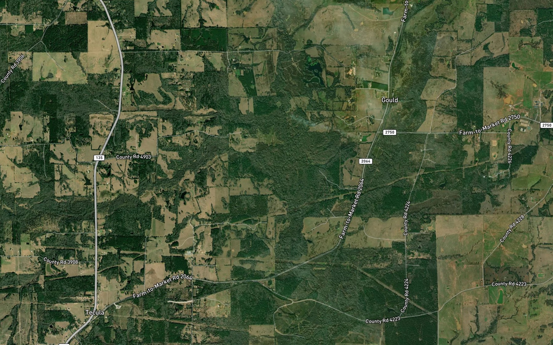 Satellite map of the Birches Creek