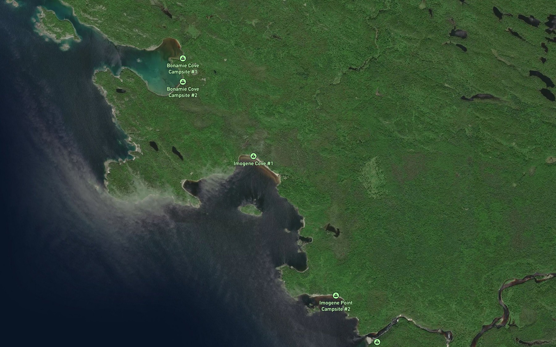 Satellite map of the Imogene River