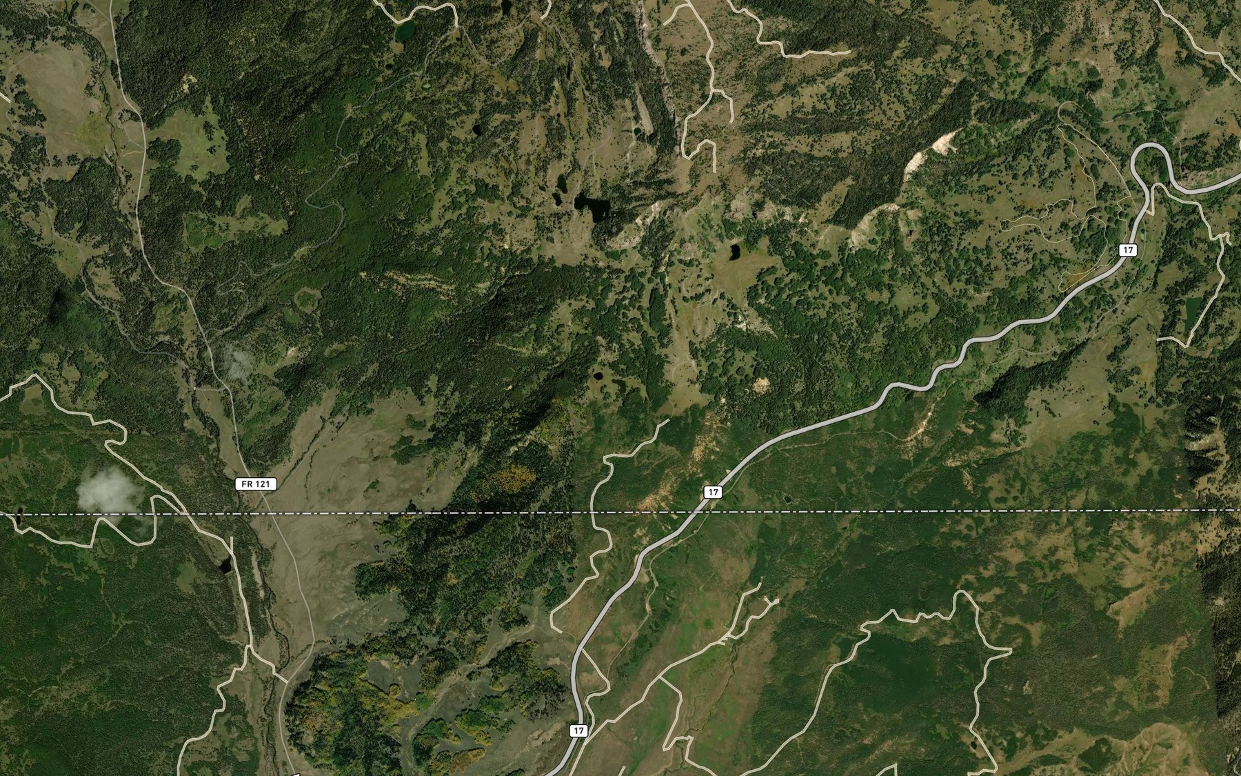Satellite map of the Beaver Lakes
