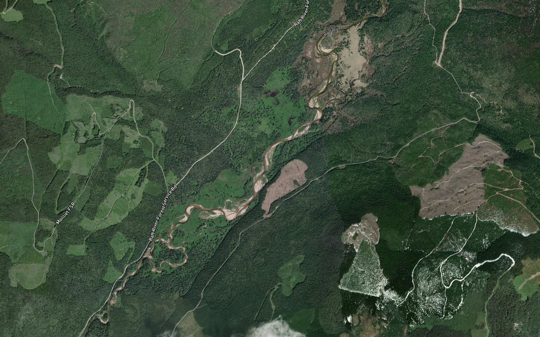Satellite map of the Moilliet Creek
