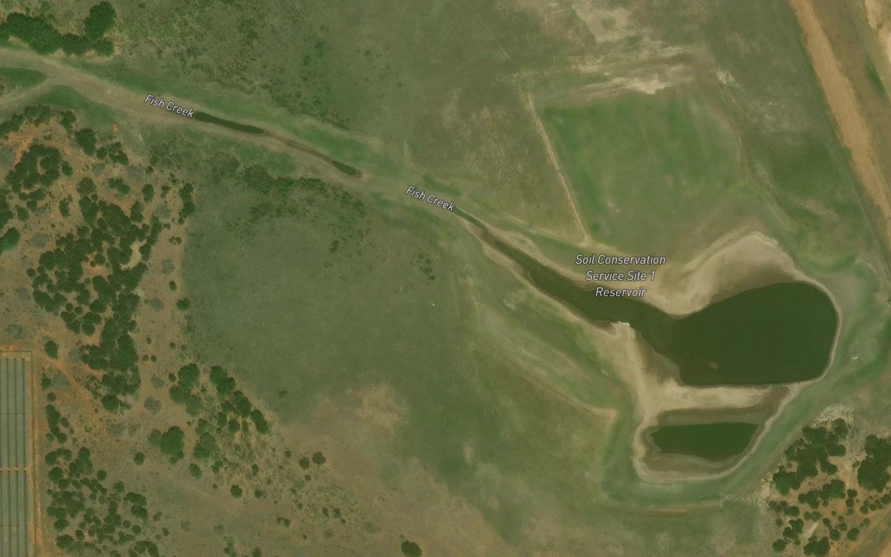 Satellite map of the Soil Conservation Service Site 1 Reservoir
