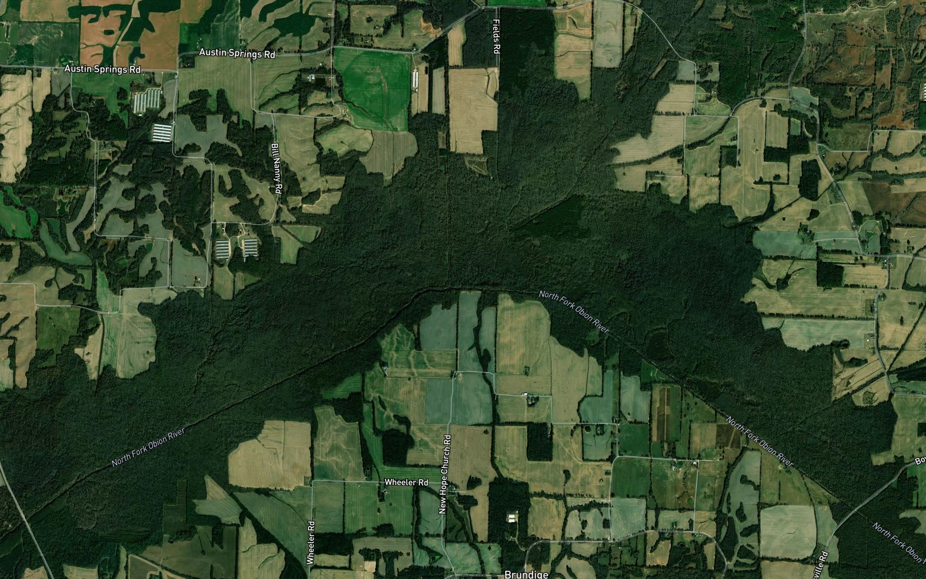 Satellite map of the Powell Creek