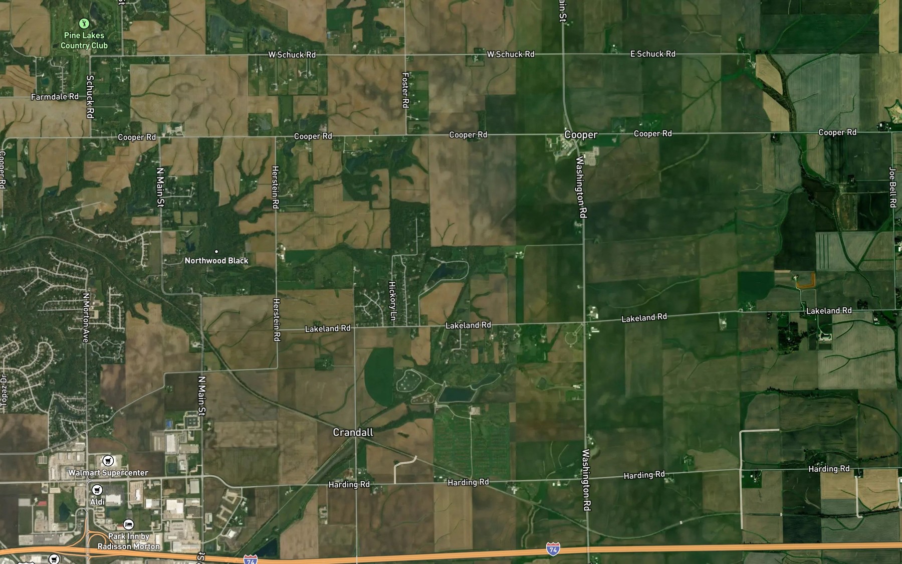 Satellite map of the Kennel Lake Sportsman Club Lake