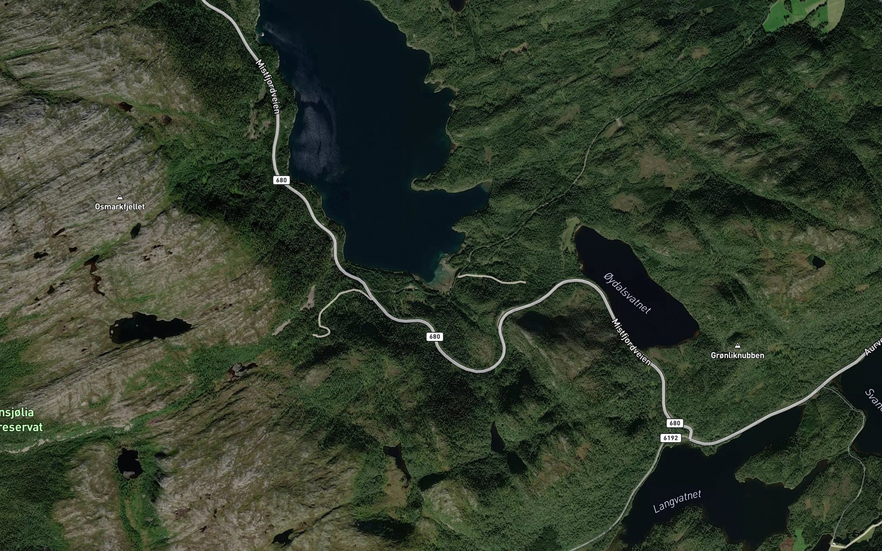 Satellite map of the Seterleiet