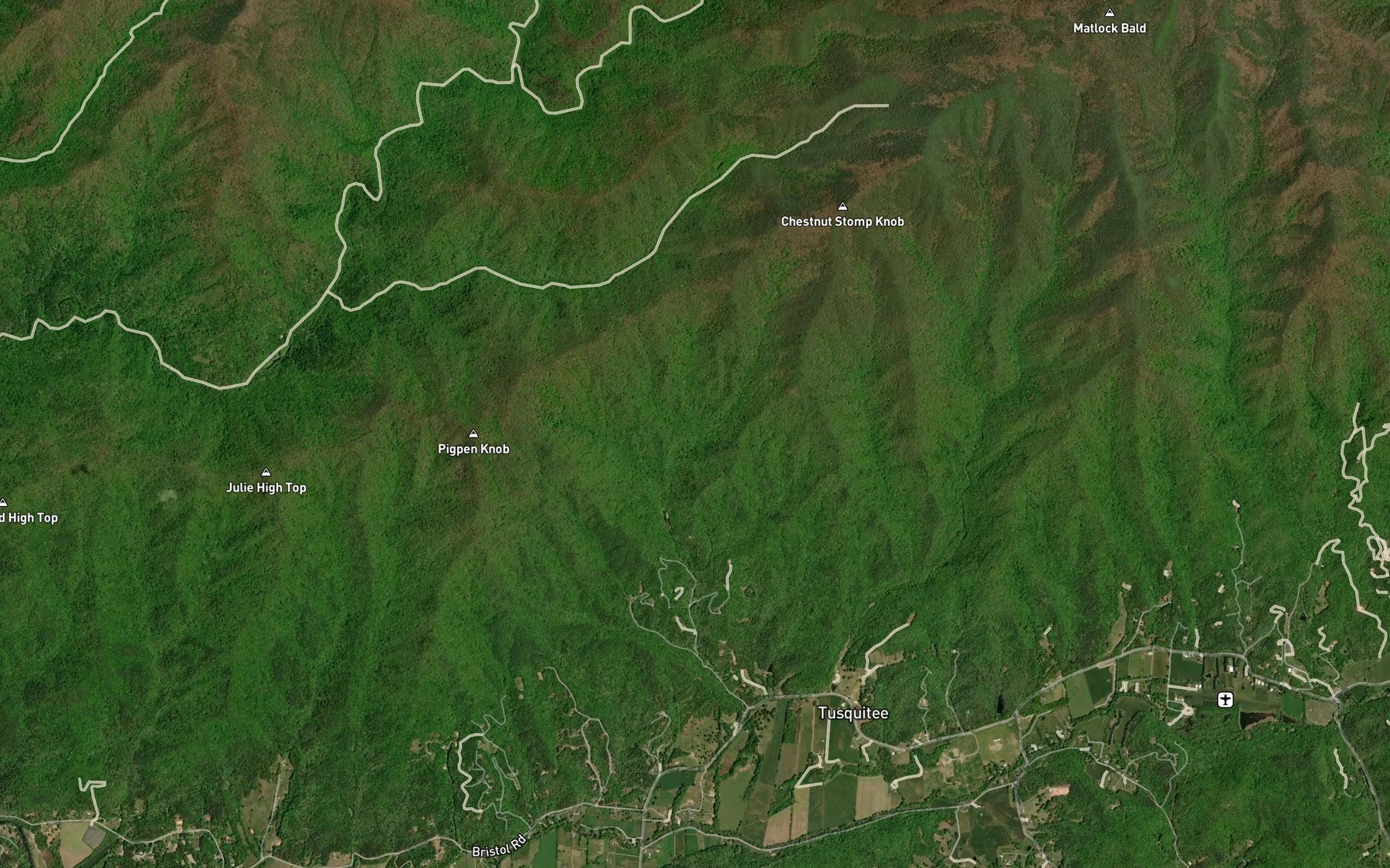 Satellite map of the Rocky Creek