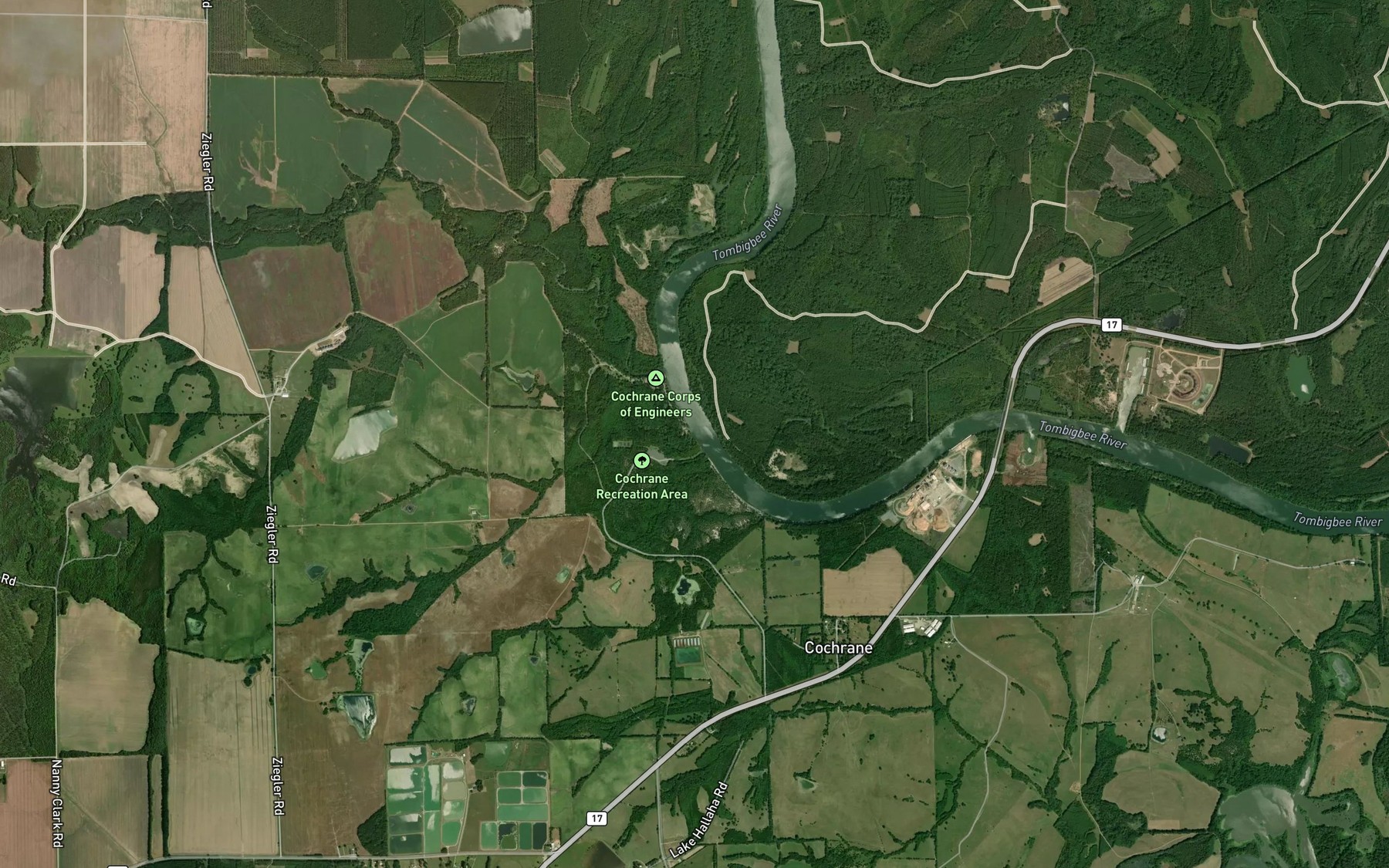 Satellite map of the Lower Cedar Creek