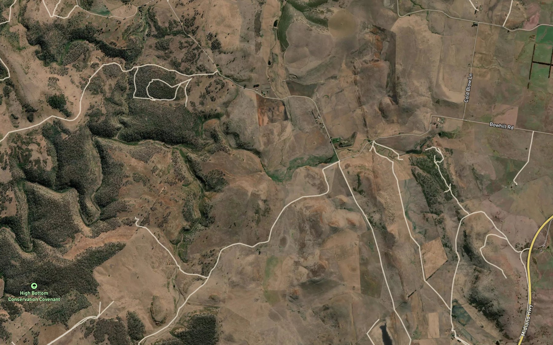 Satellite map of the Green Hill Rivulet
