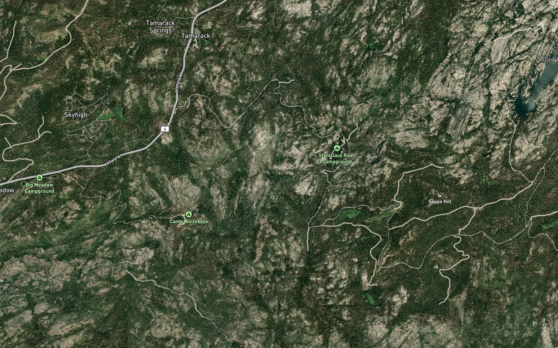 Satellite map of the Bloods Creek