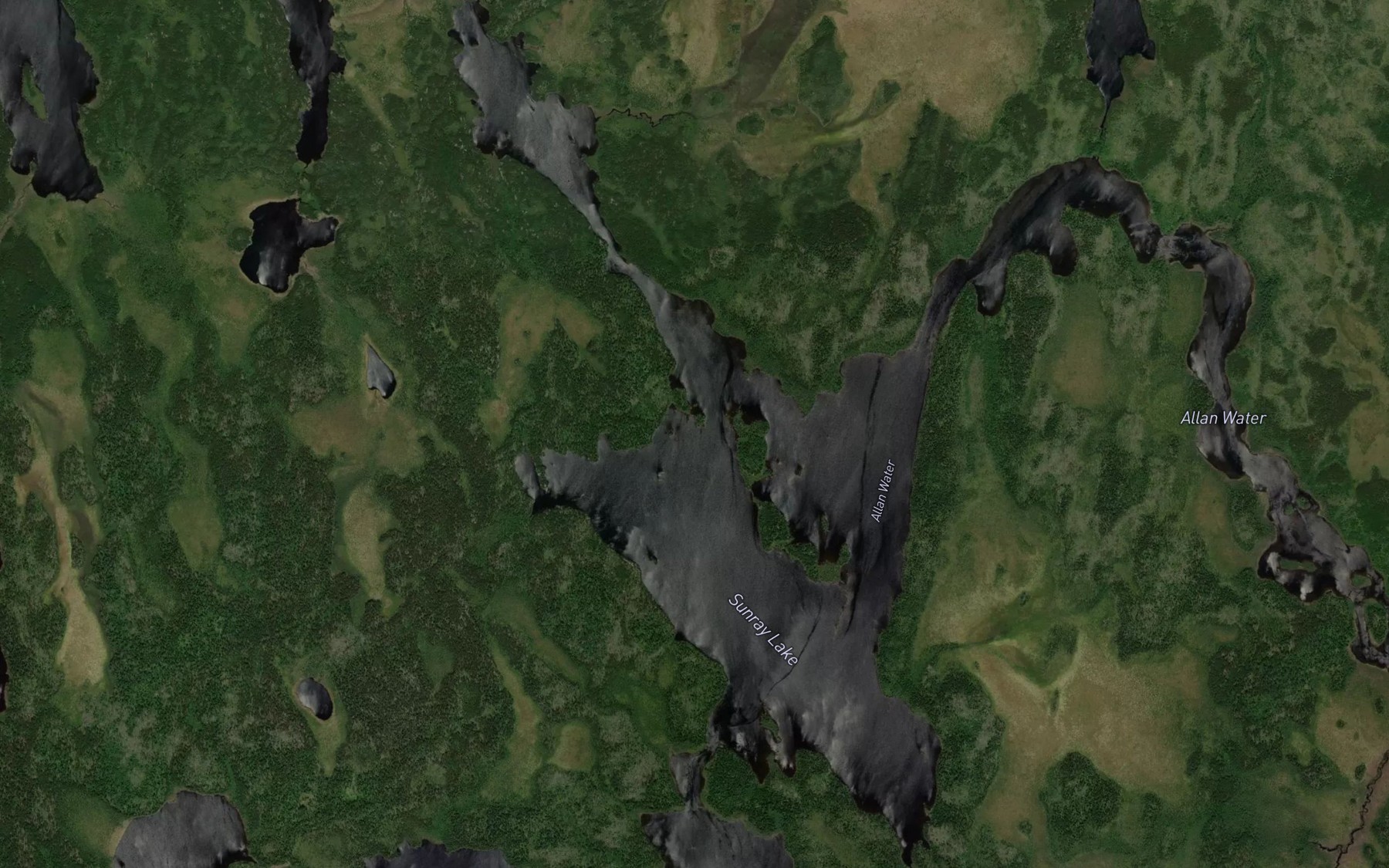 Satellite map of the Sunray Lake