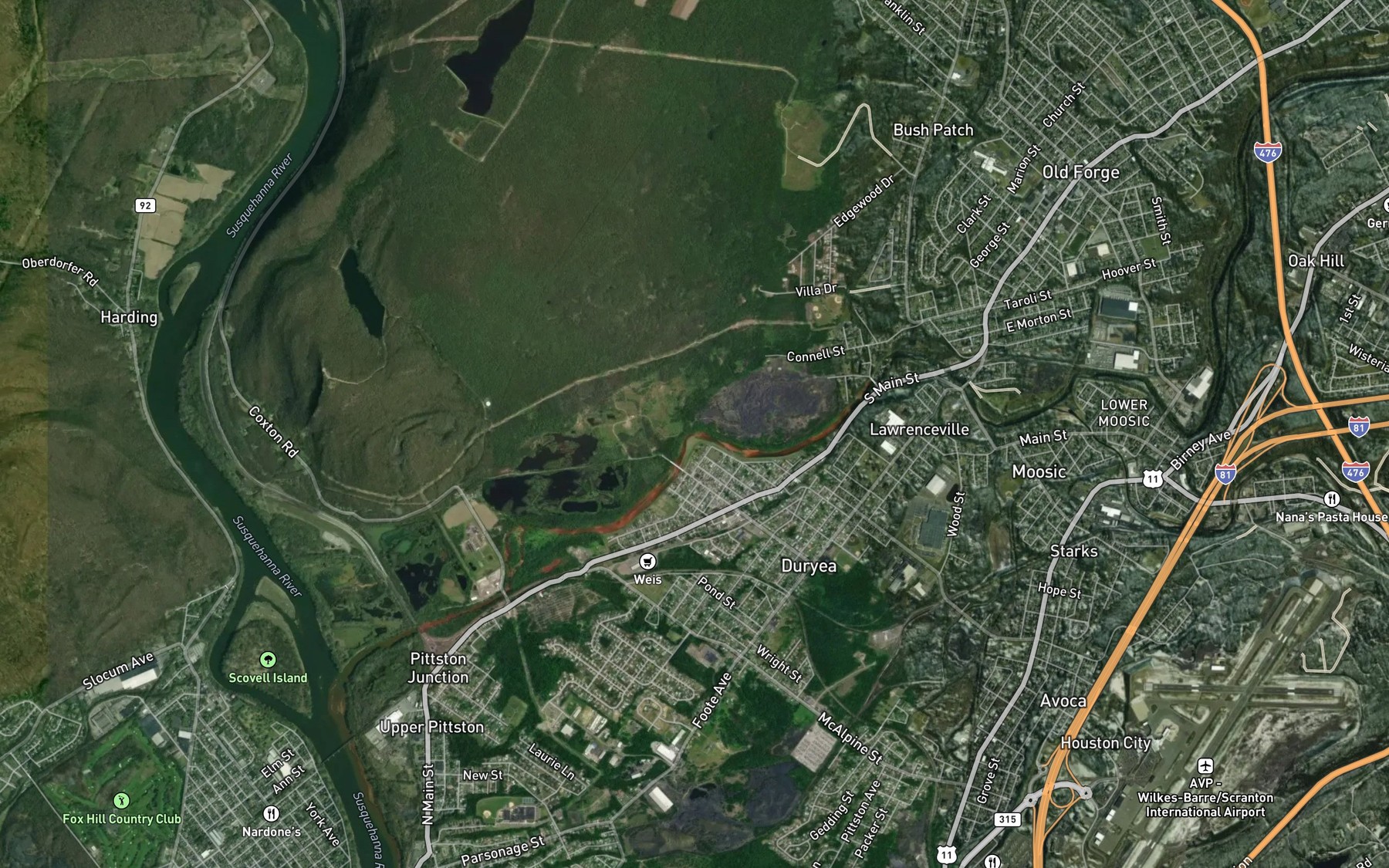 Satellite map of the Red Spring Run