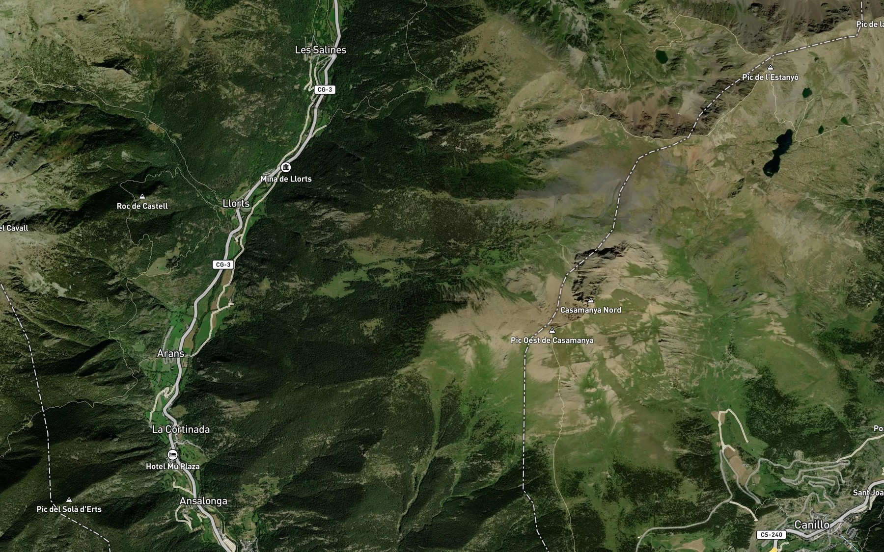 Satellite map of the Clot de l'Ensegur