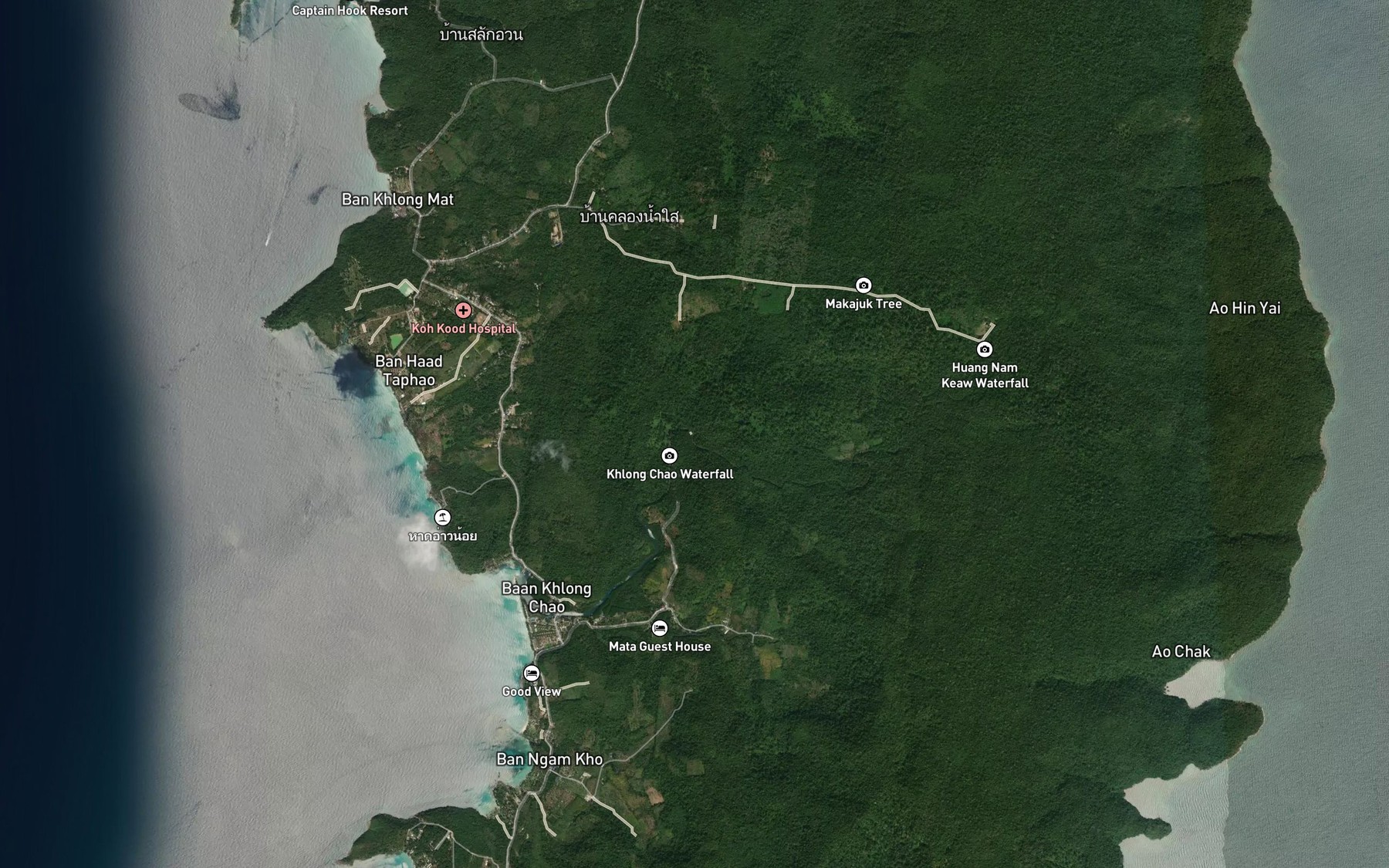 Satellite map of the Nam Tok Khlong Chao