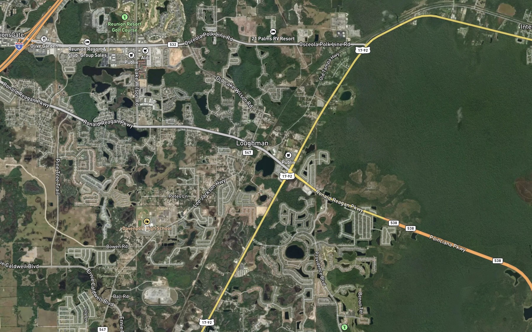 Satellite map of the Lake Locke