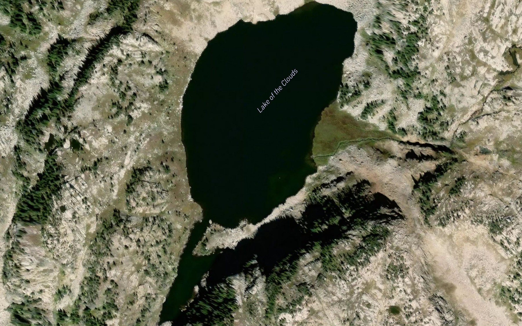 Satellite map of the Lake of the Clouds