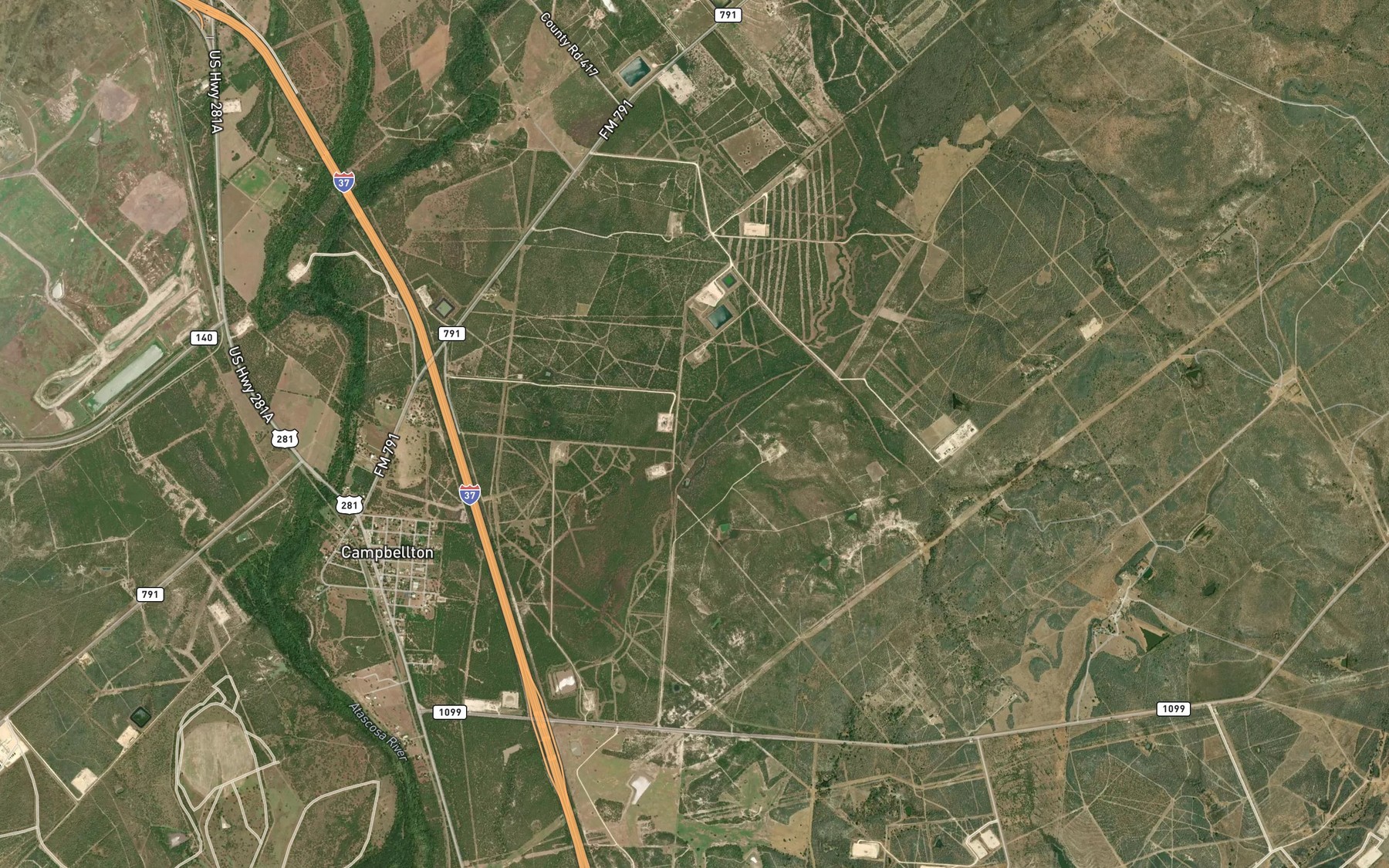 Satellite map of the Post Oak Creek