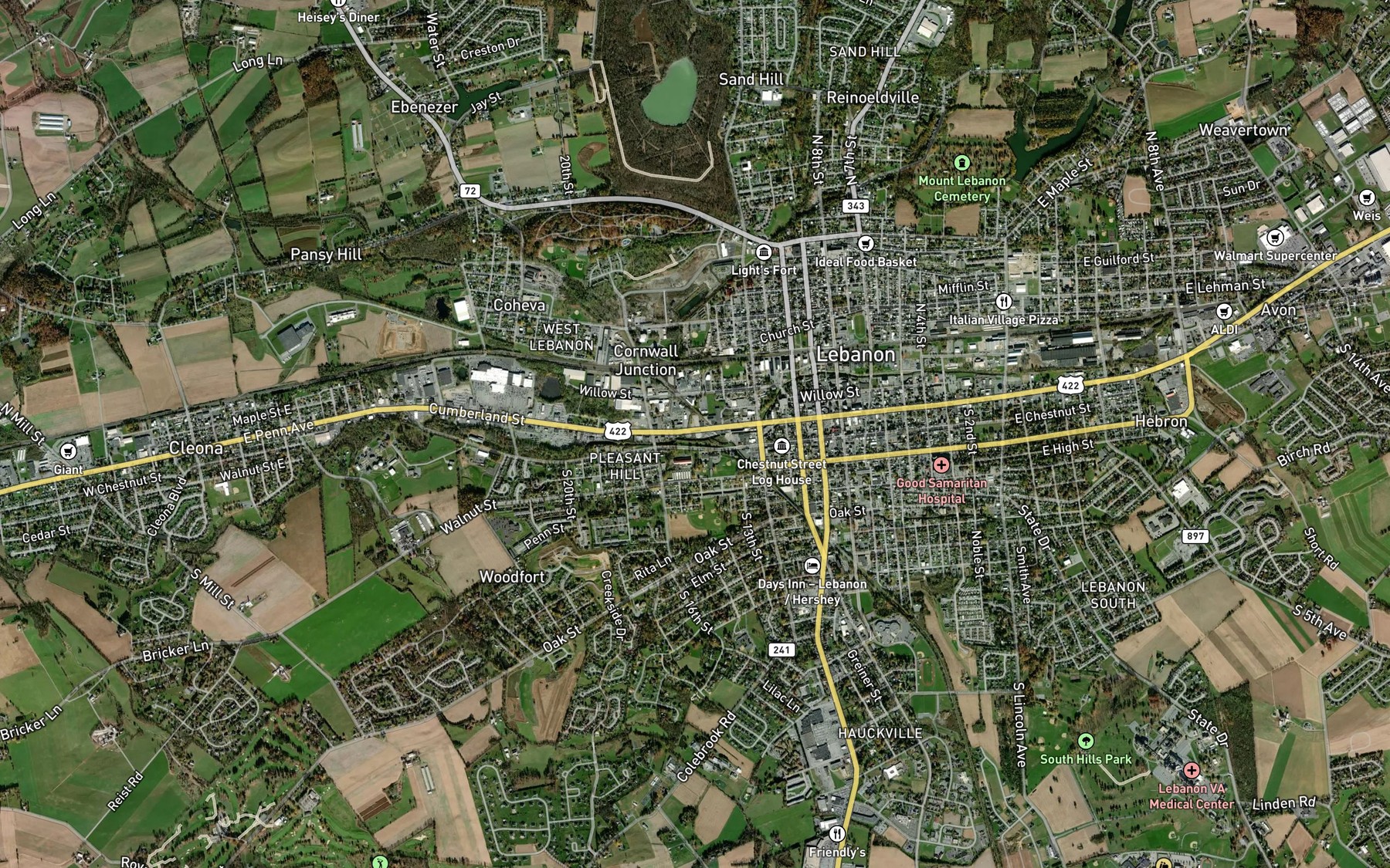 Satellite map of the Brandywine Creek