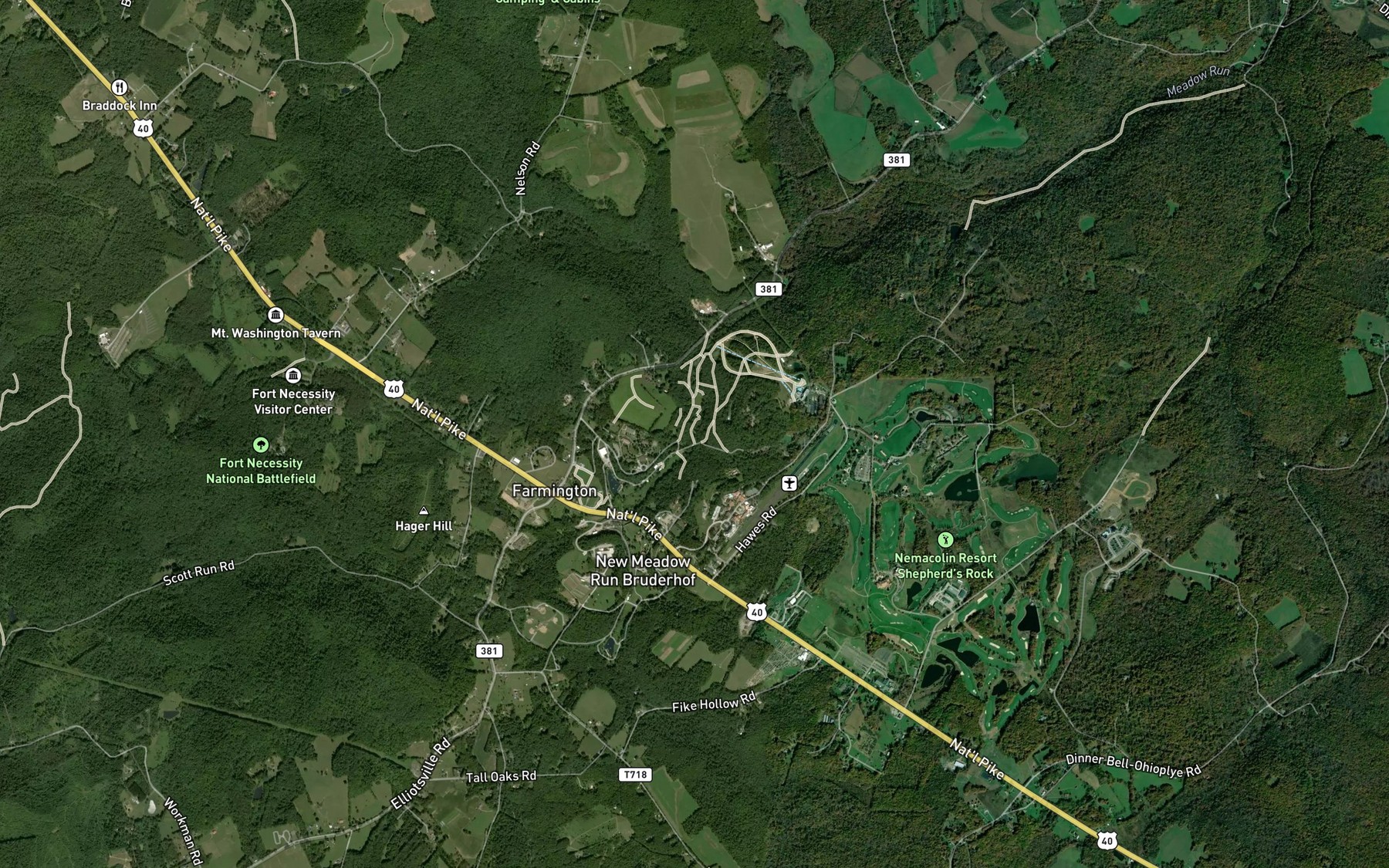 Satellite map of the Surprise Lake