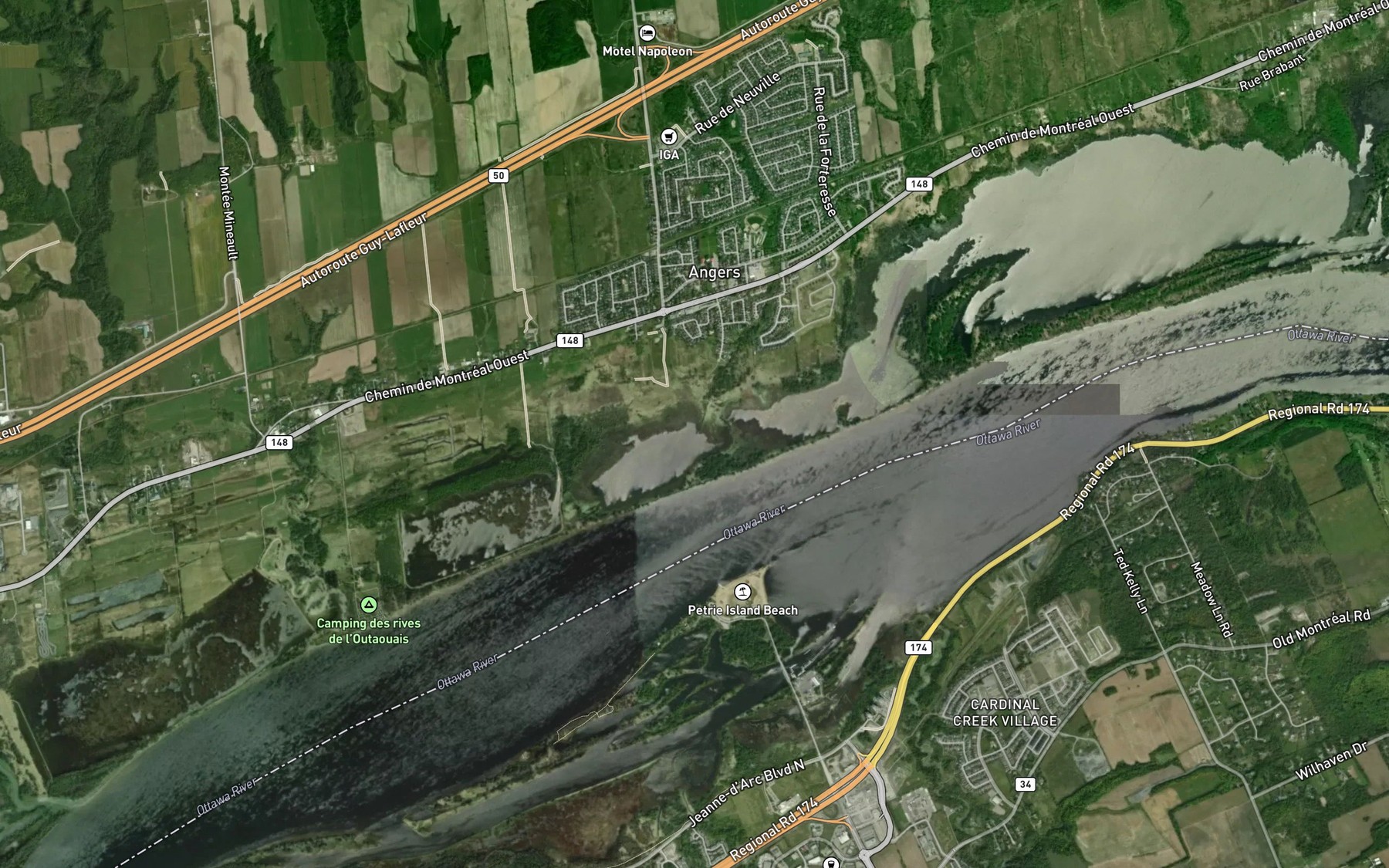 Satellite map of the Ruisseau Burke